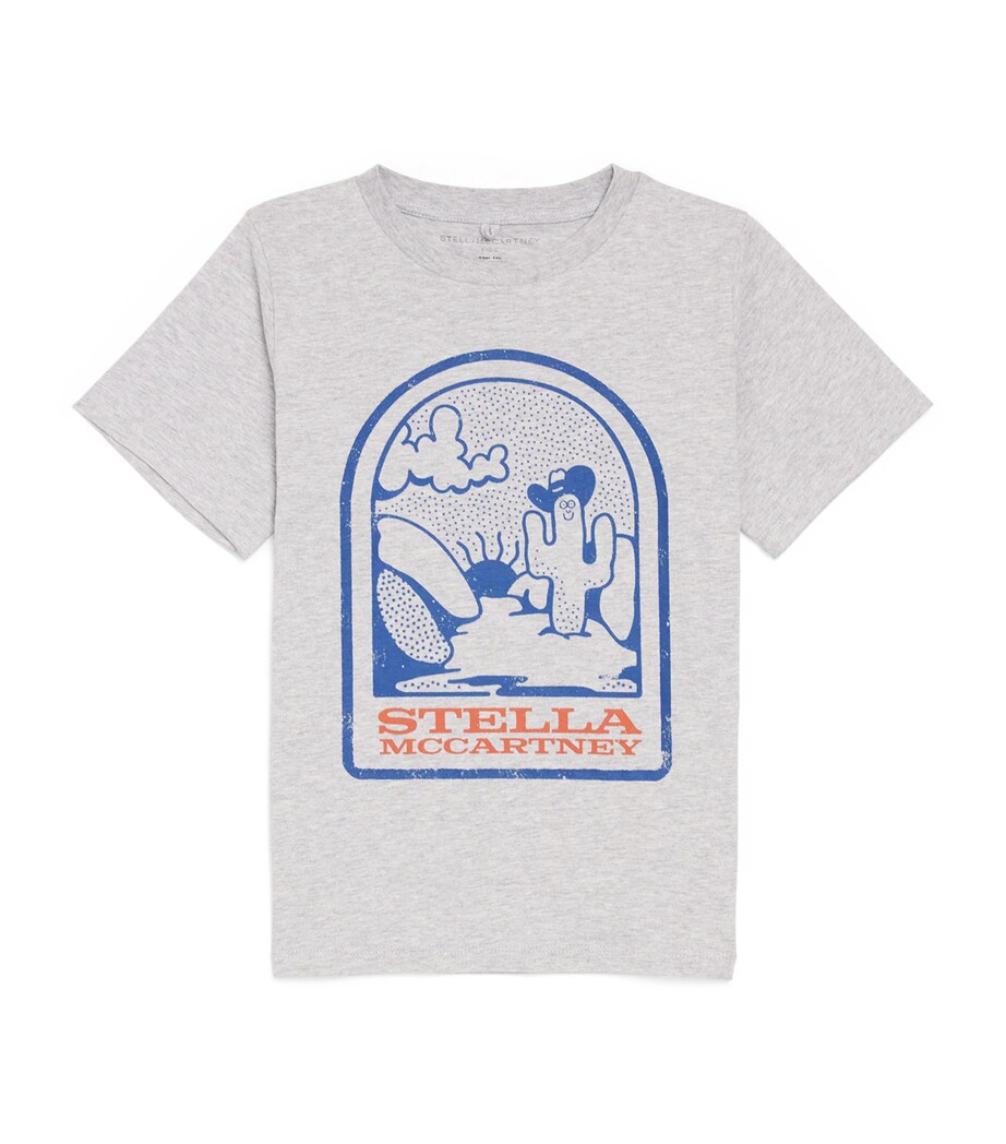 Stella McCartney Kids Cotton Cactus Logo T-Shirt (3-14 Years) Grigio Medio Mel. Image 1