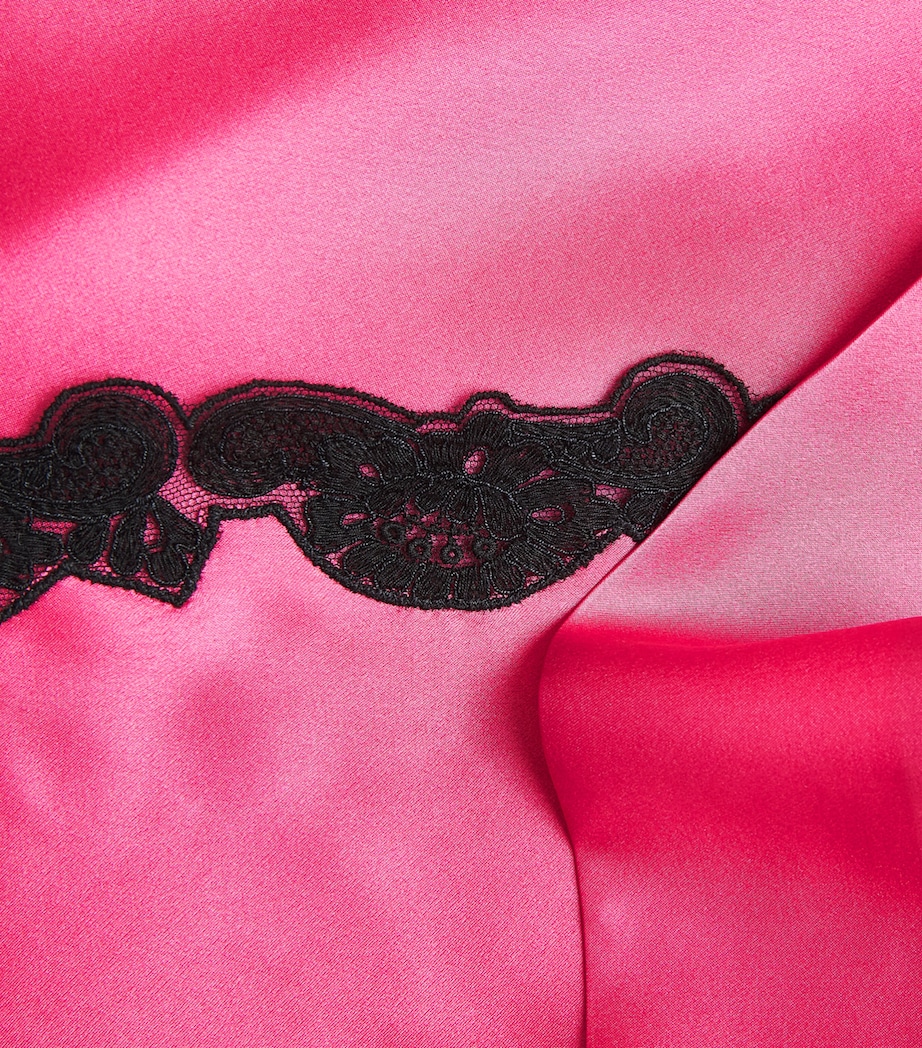 Loretta Caponi Womens Silk Corbezzollo Short Robe Fuchsia Image 6