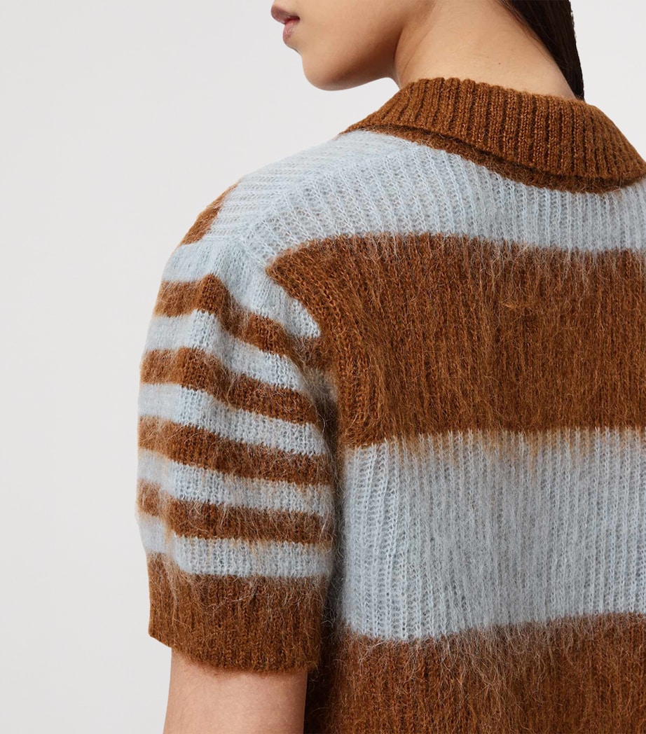 Mohair-Wool Clem Polo Sweater STEEL BLUE/COGNAC Image 7