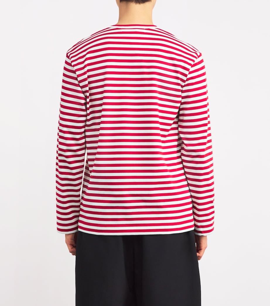 Striped Heart Logo T-Shirt RED/WHITE Image 4