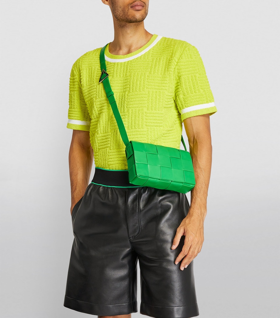 Leather Intreccio Cassette Cross-Body Bag PARAKEET-SILVER Image 2