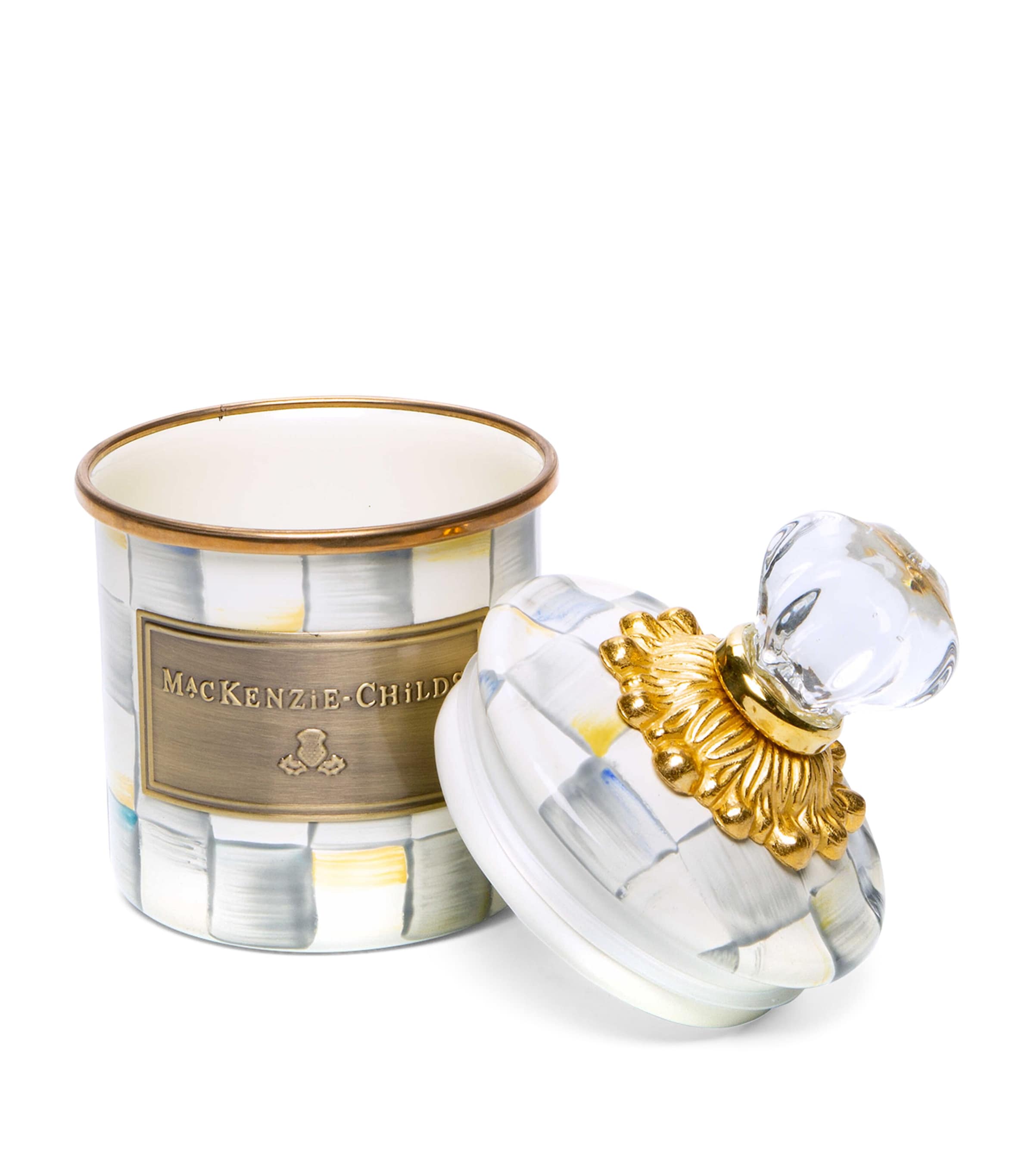 Mackenzie-childs Mini Sterling Check Canister In Green