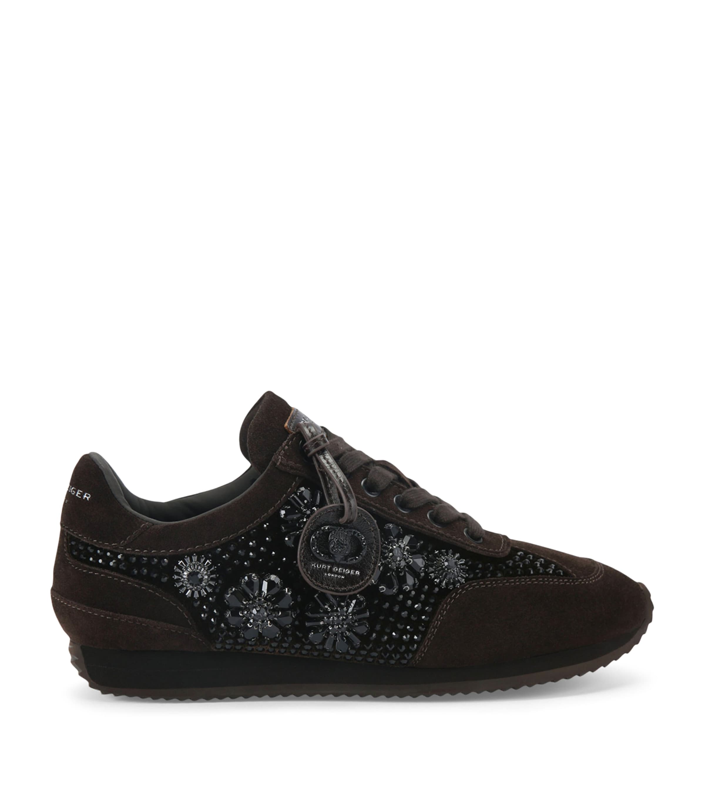 Kurt Geiger Suede Embellished Chelsea Sneakers In Brown