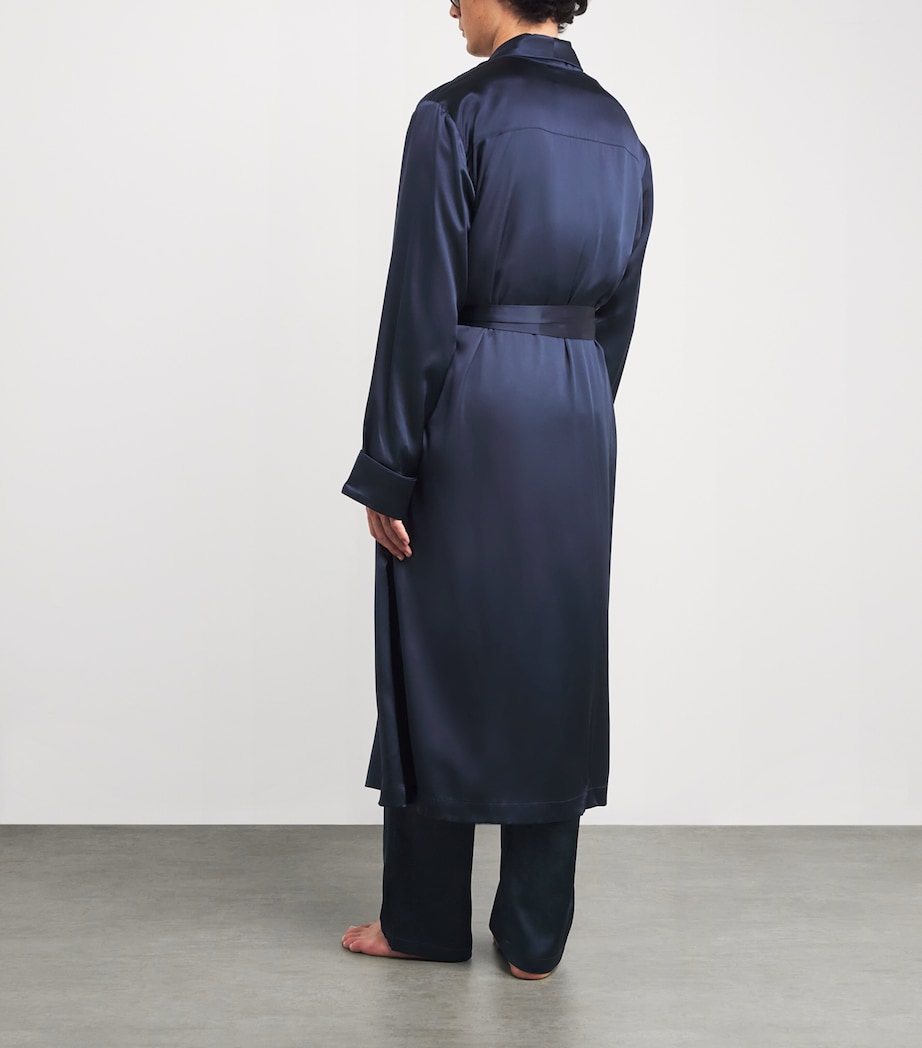 Silk Night Robe NAVY Image 3