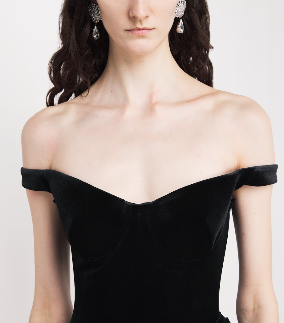 Alex Perry Velvet Off-The-Shoulder Mini Dress - Black - 12 Alex Perry Velvet Off-The-Shoulder Mini Dress - Black - 12