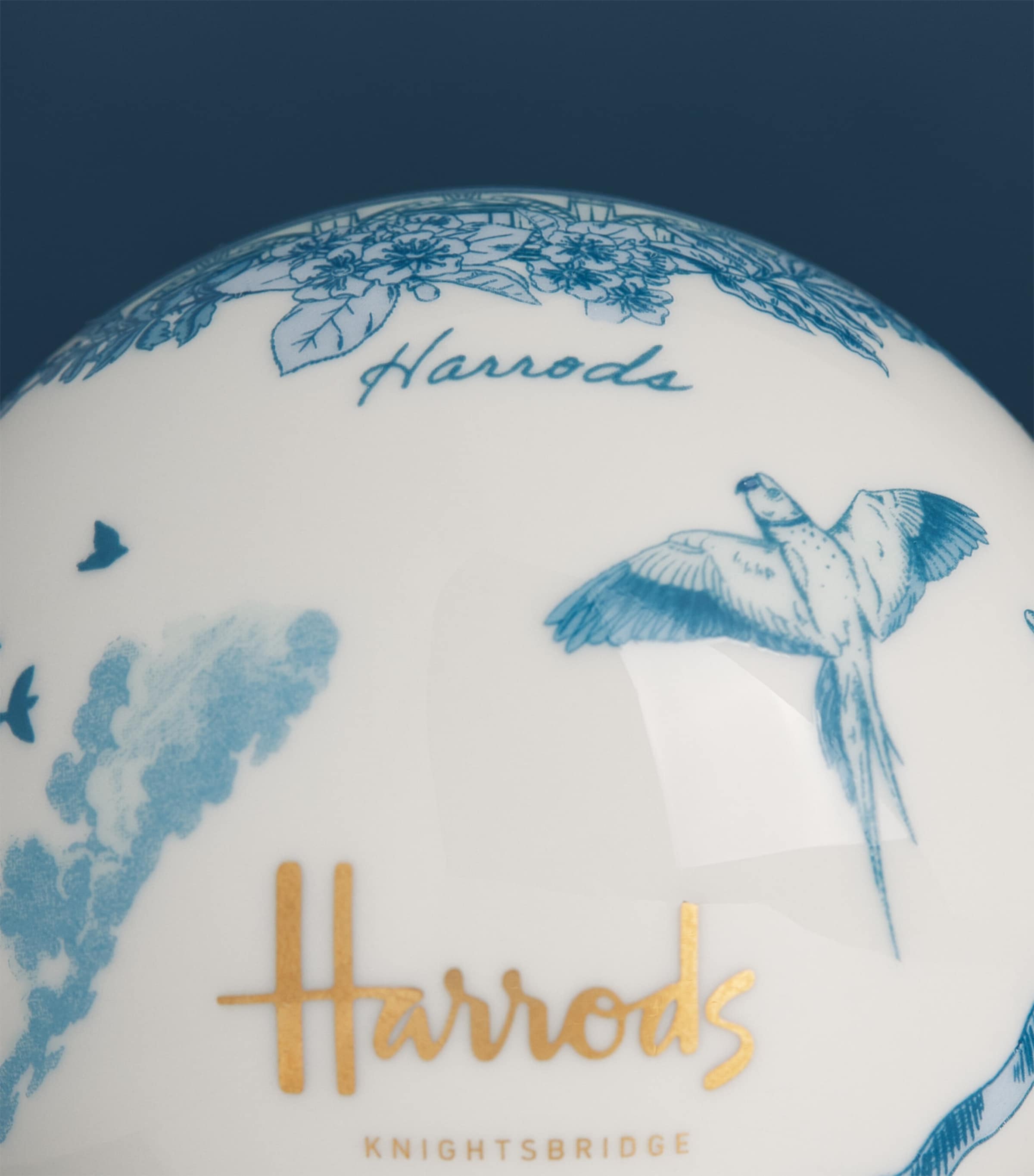 Harrods Fine China Blue Toile Bauble Blue Image 2