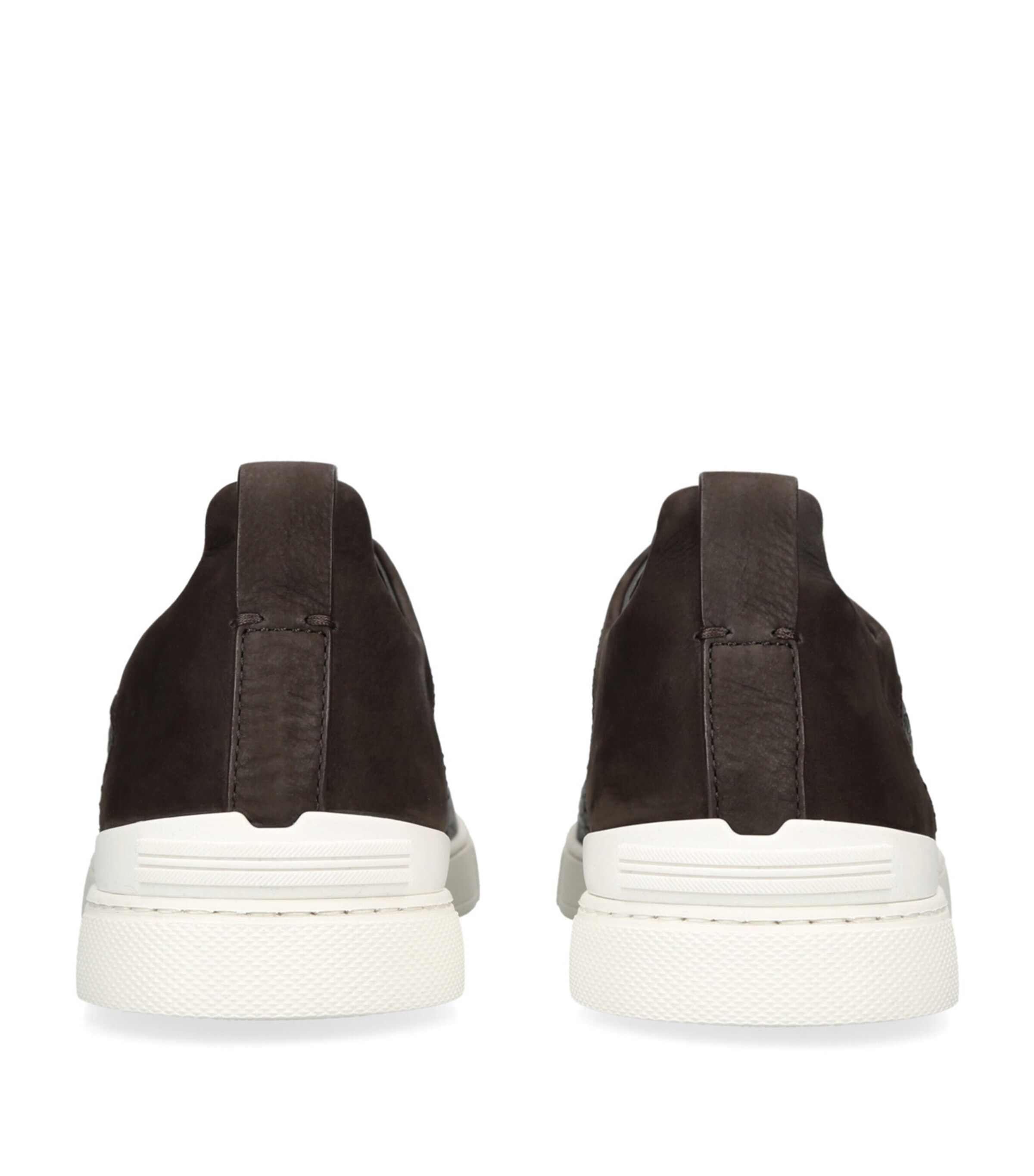 Zegna Leather-Cashmere Triple Stitch SECONDSKIN Sneakers Dark Brown Image 2