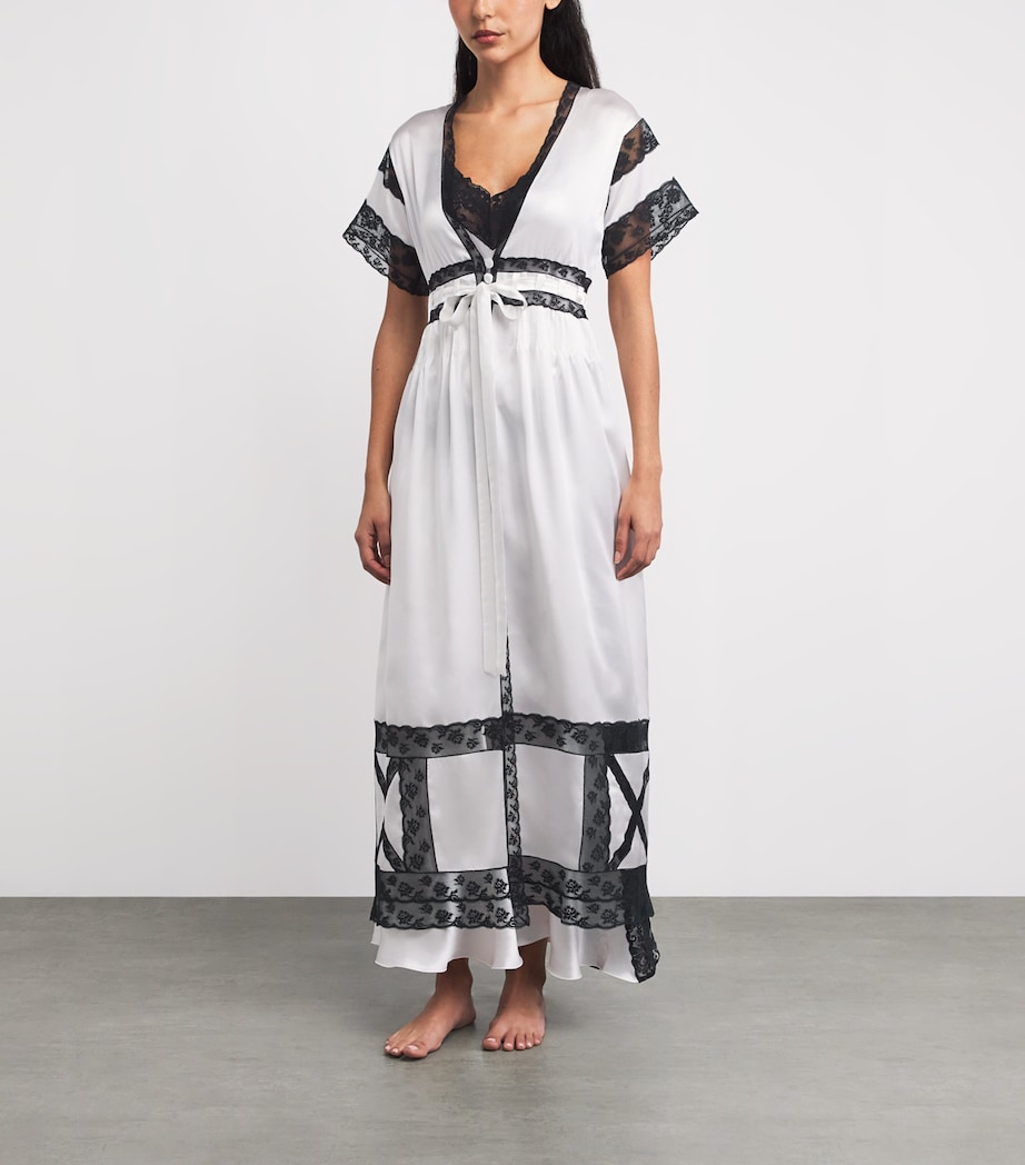 Loretta Caponi Womens Silk Camogli Robe Optical Satin Image 2