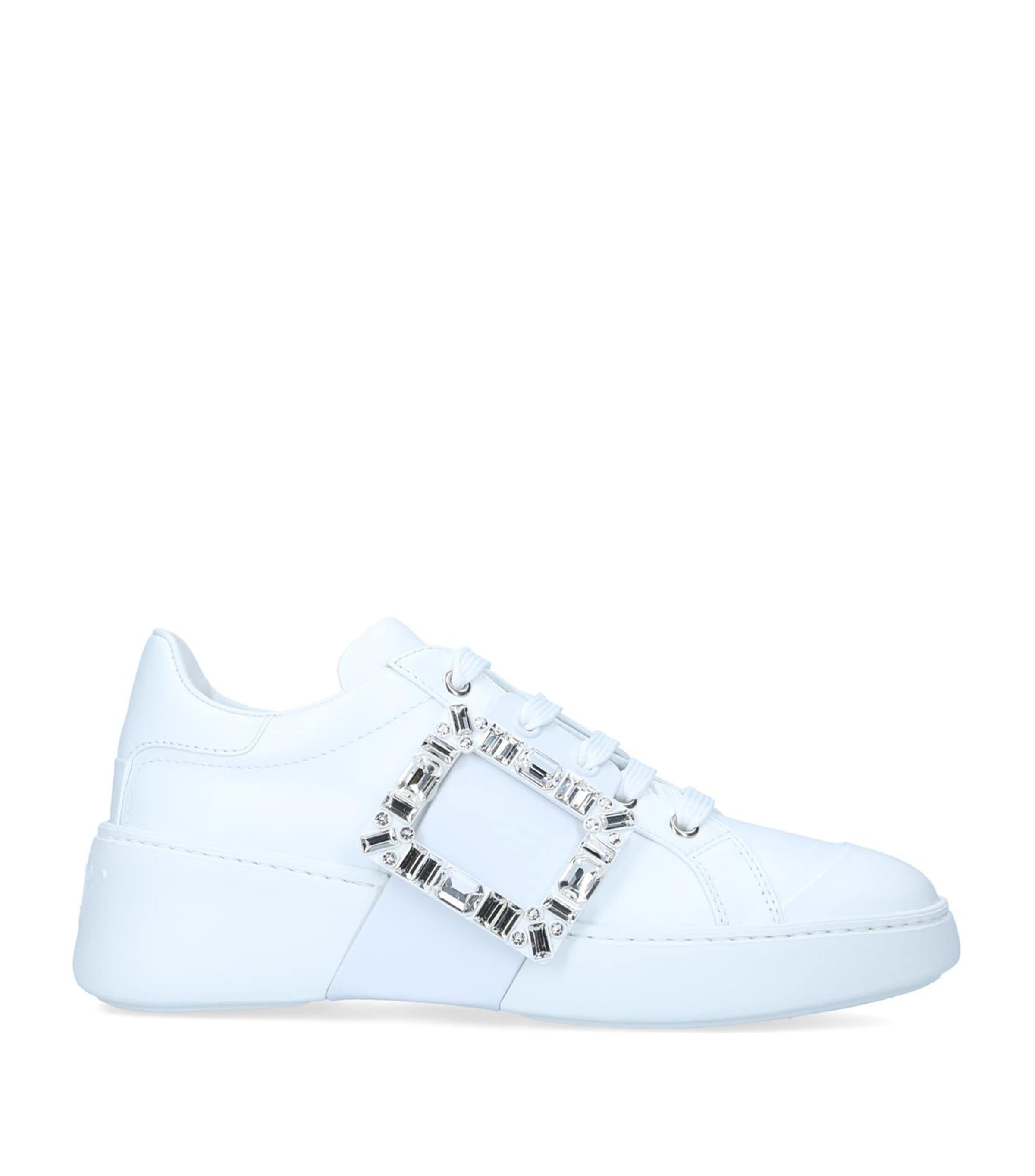 Roger Vivier Crystal-embellished Low-top Sneakers In White