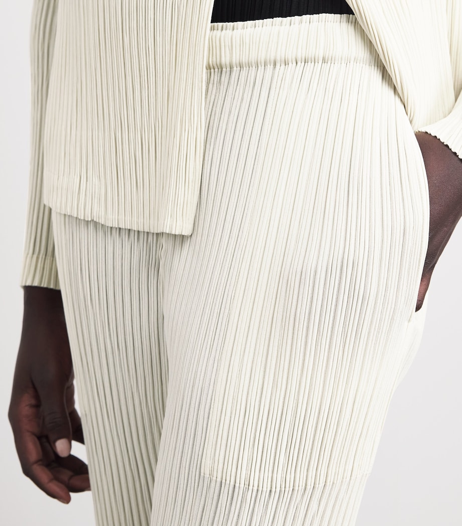 Issey Miyake Womens Hatching Pleats Straight Leg Trousers Off White Image 3