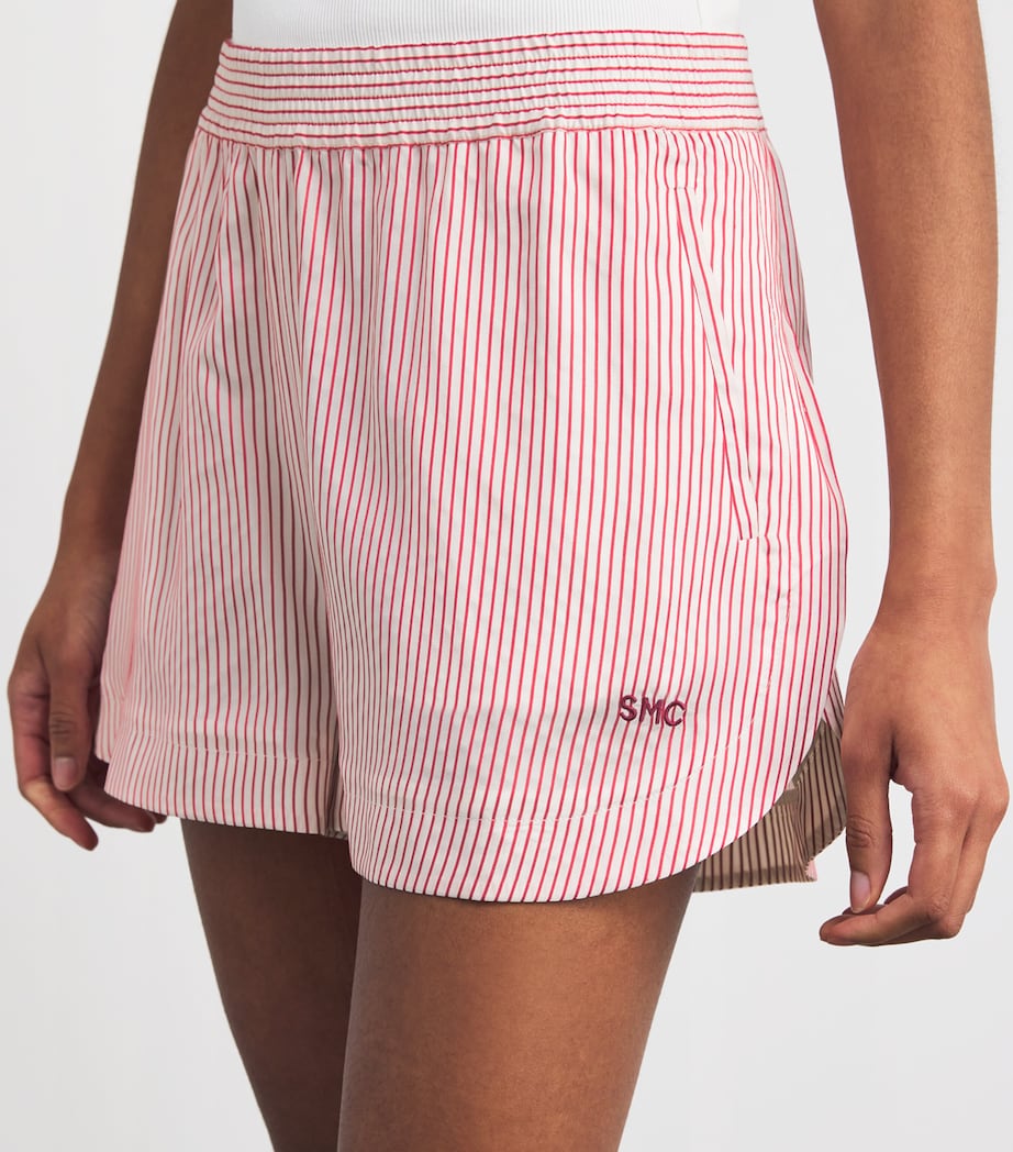 Silk Stripe Monogram Shorts 8555 WHITE/RED Image 6