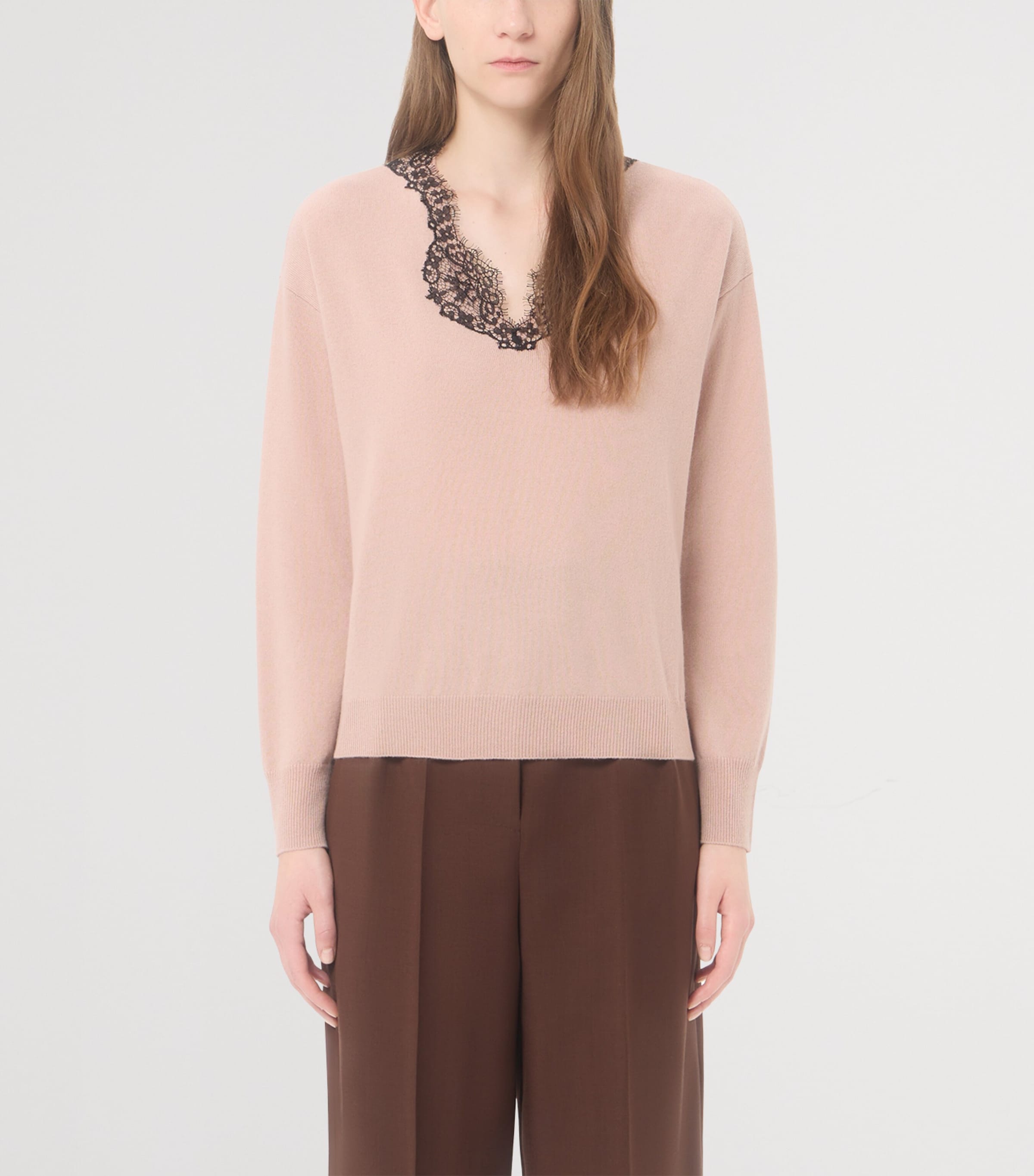 Valentino Womens Cashmere Lace-Trim Sweater Image 3