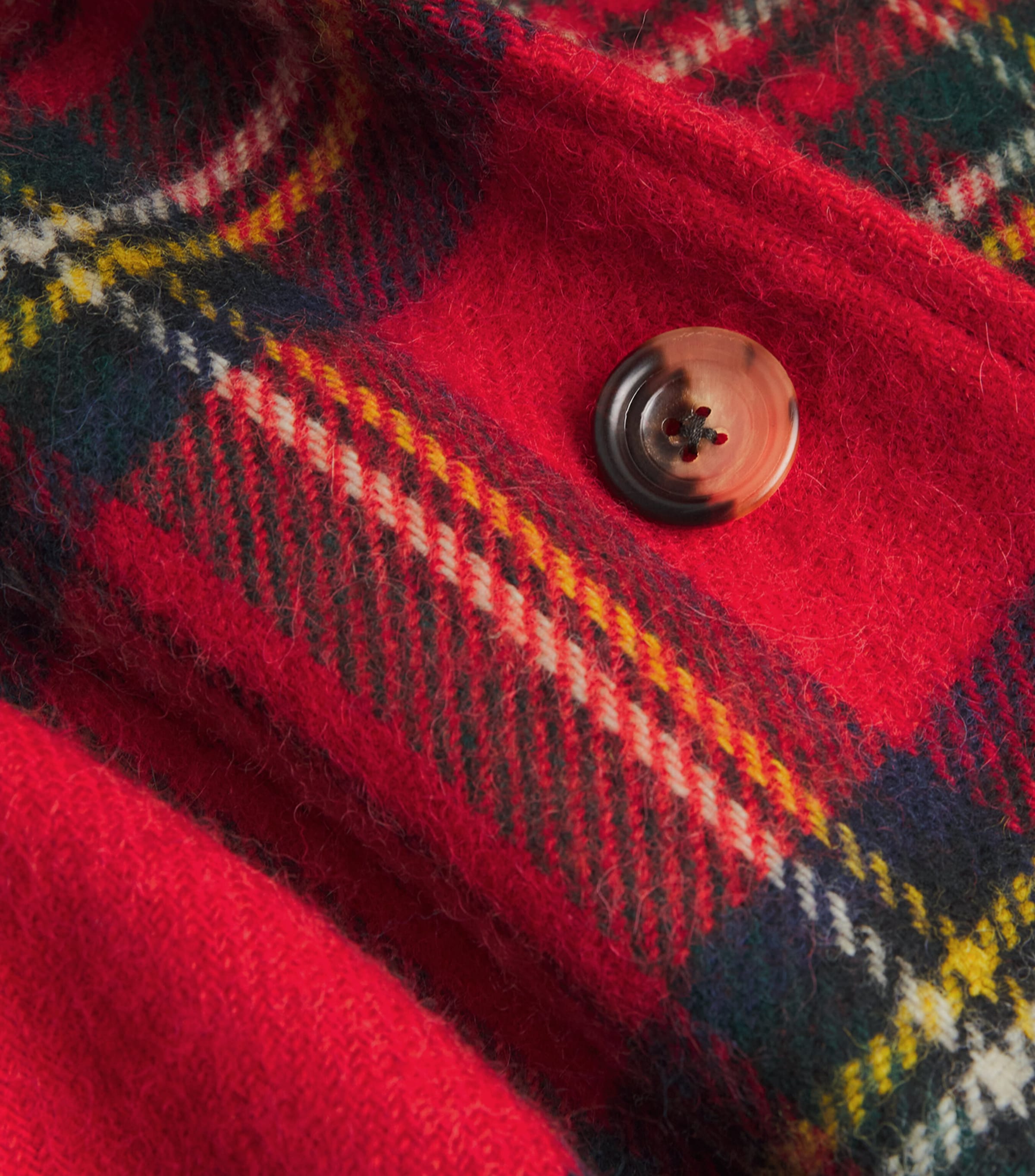 Wool Tweed Plaid Balmacaan Coat RED Image 5