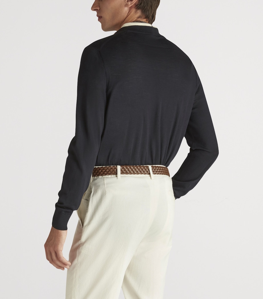 Merino V-Neck Sweater 416HOUSE NAVY Image 4