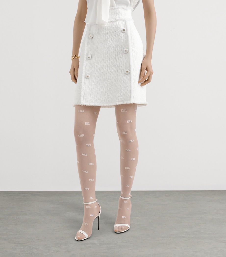 Tweed Mini Skirt VERY LIGHT CREAM Image 4