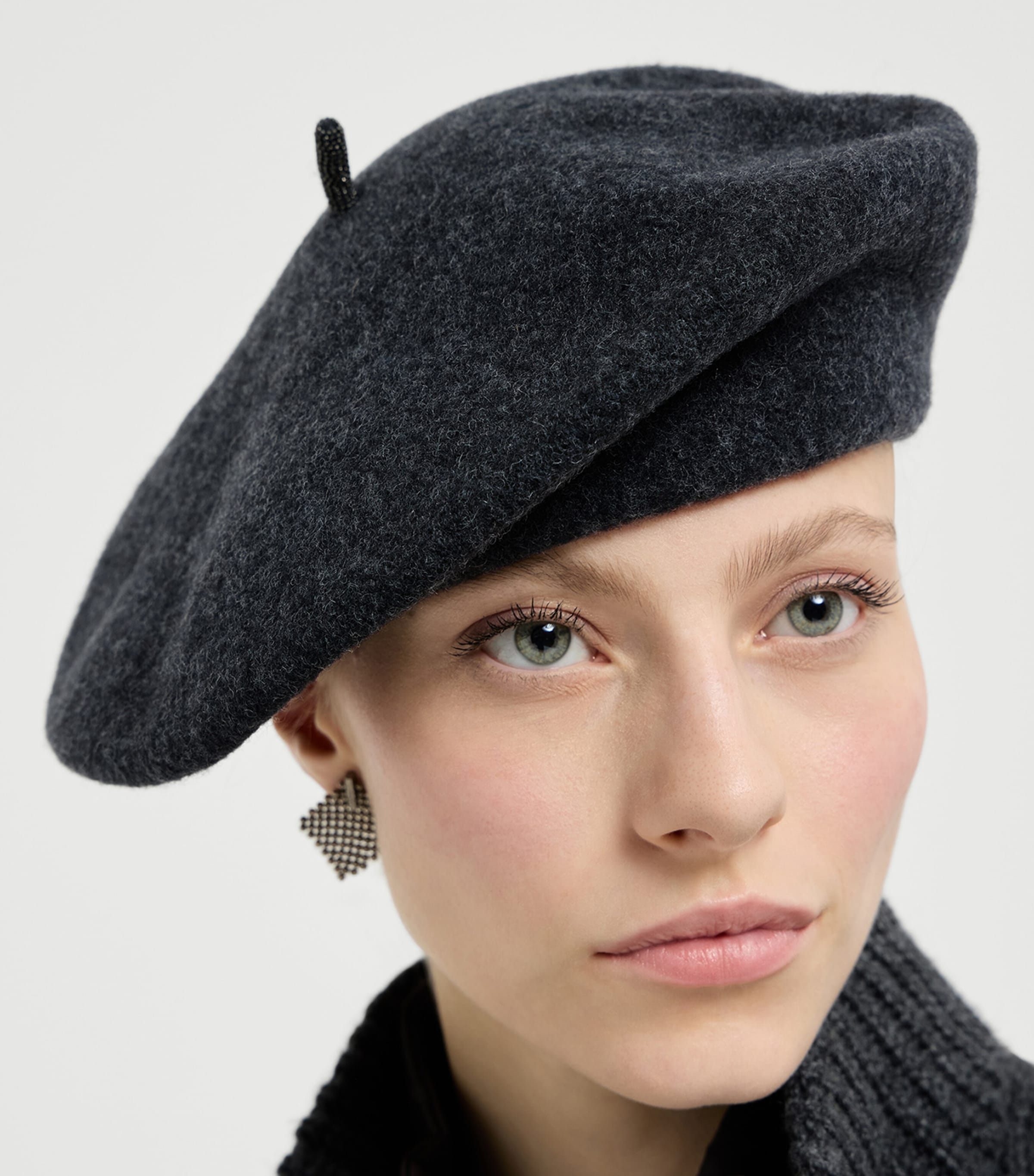 Brunello Cucinelli Wool Monili Beret Image 3
