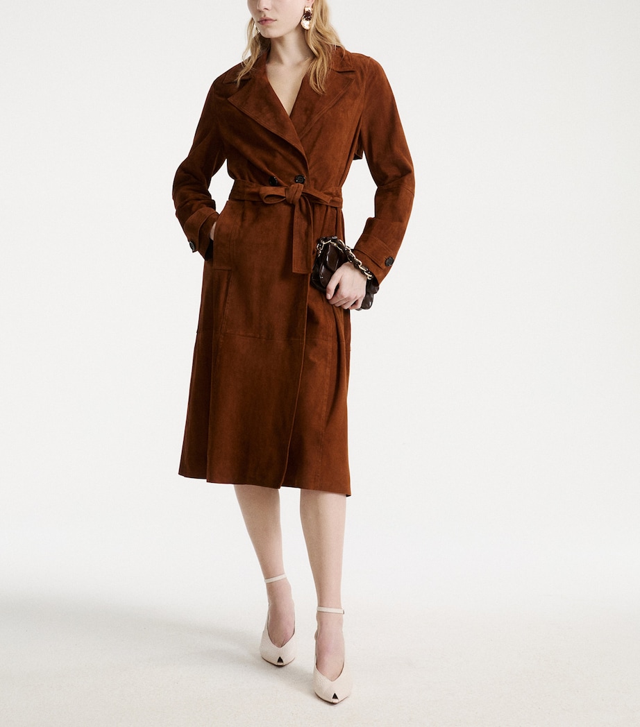 Marella Womens Suede Belted Coat Cognac Image 2