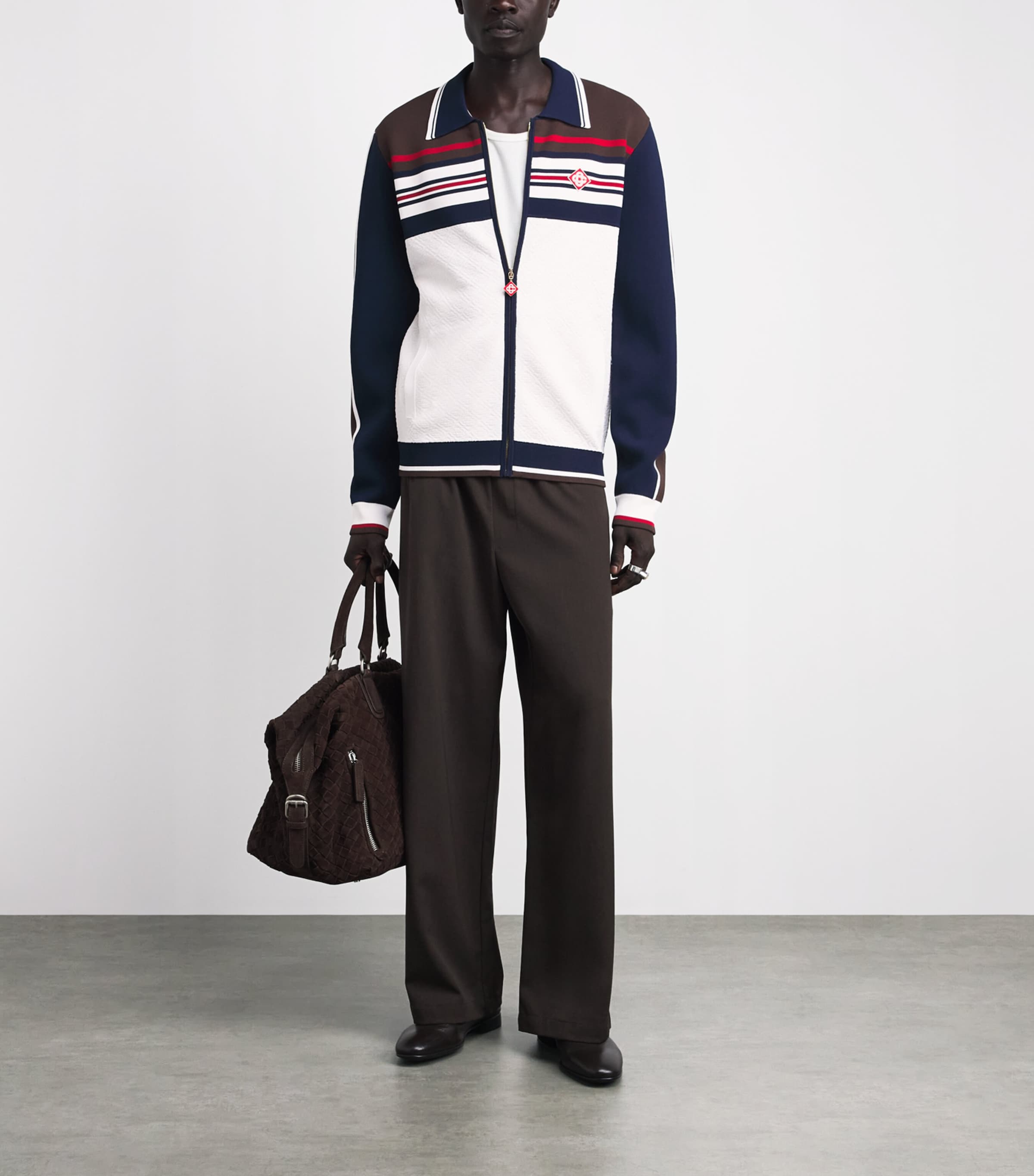Casablanca Mens Logo Stripe Track Jacket White/brown/navy Image 2