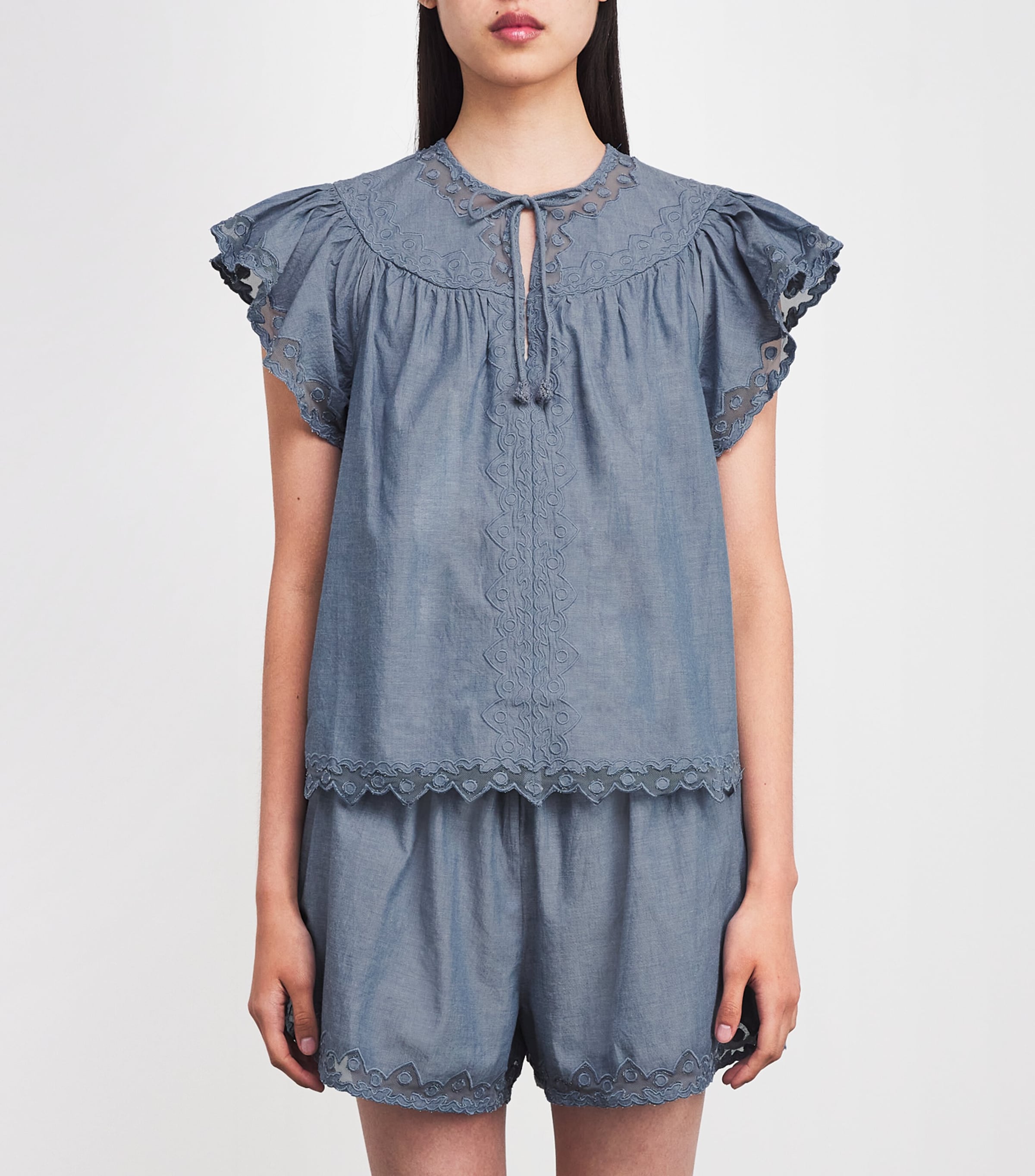 Embroidered Effie Blouse CHB CHAMBRAY Image 3