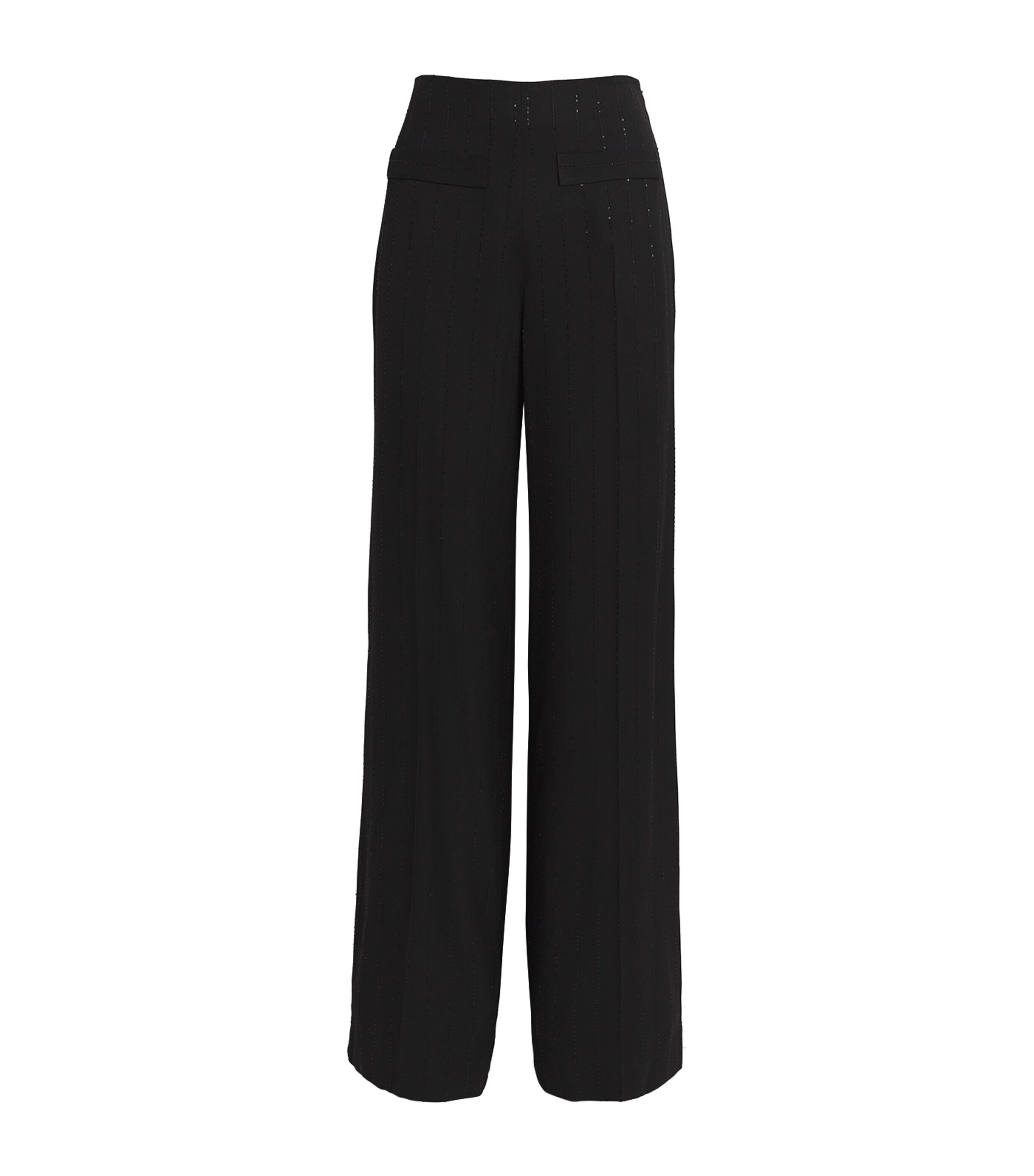 Sandro Sequin-pinstripe Wide-leg Trousers In Black