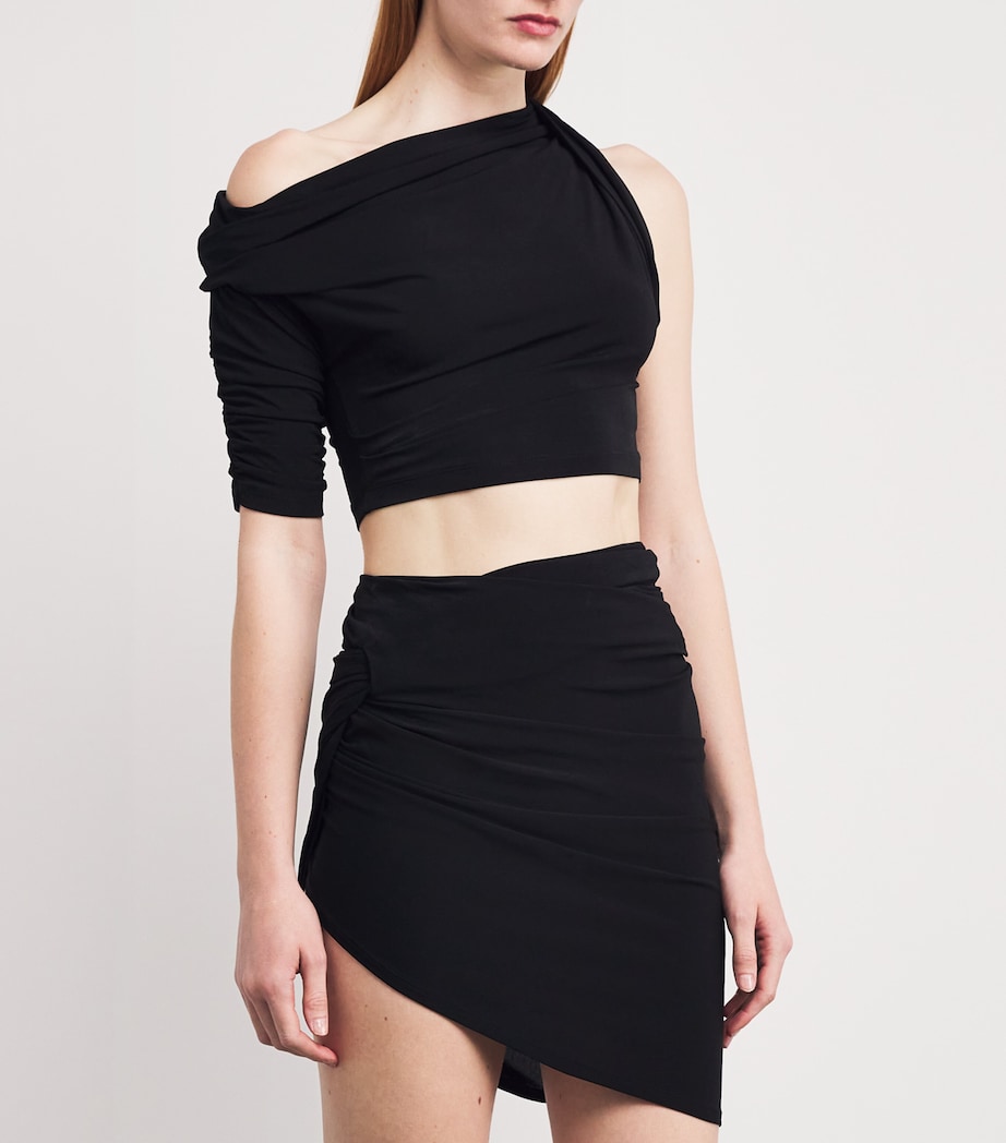 Jacquemus Womens Asymmetric The Drapeado Crop Top Black Image 3