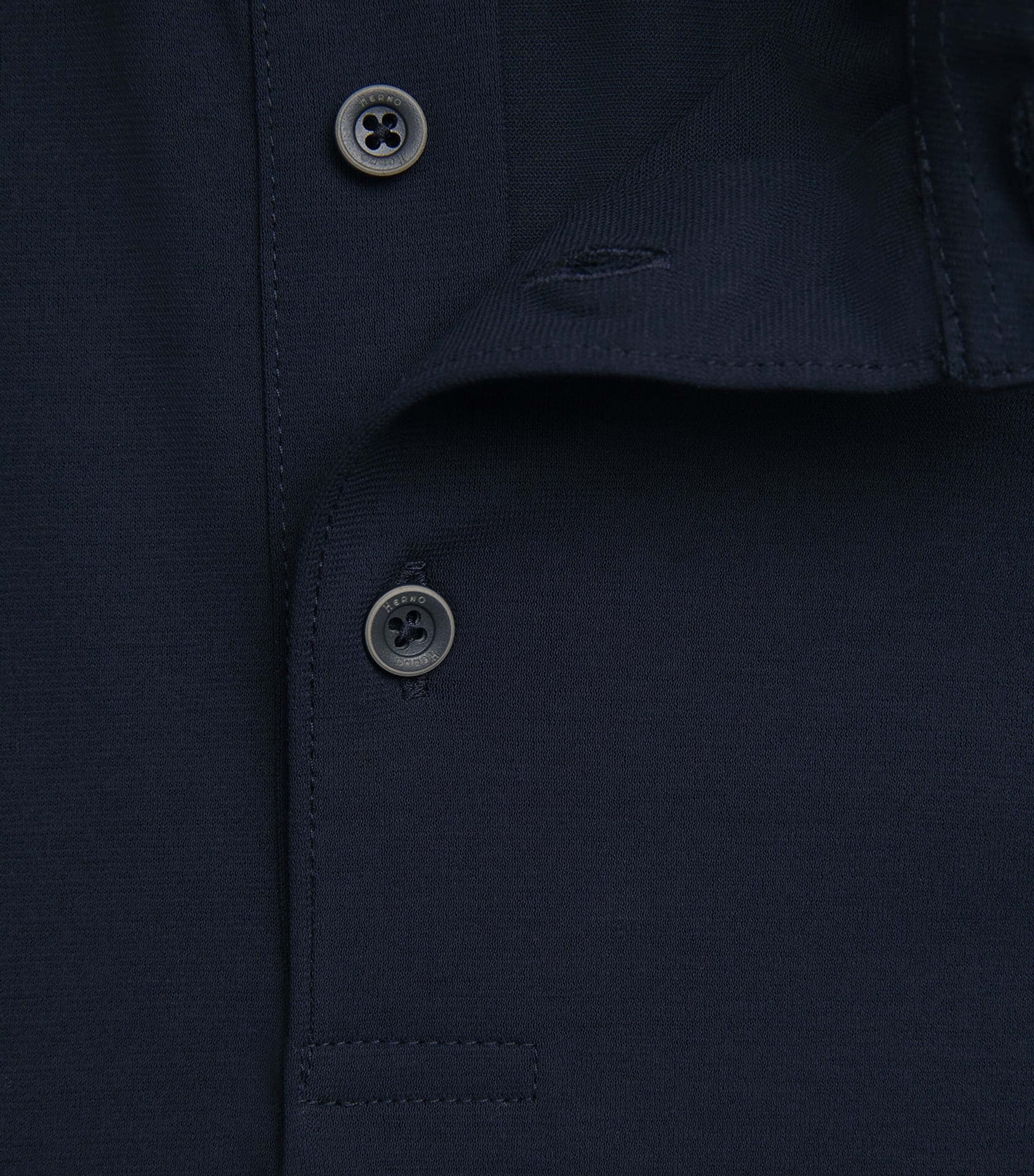 Herno Mens Cotton Jersey Crepe Polo Shirt Blu Navy Image 6