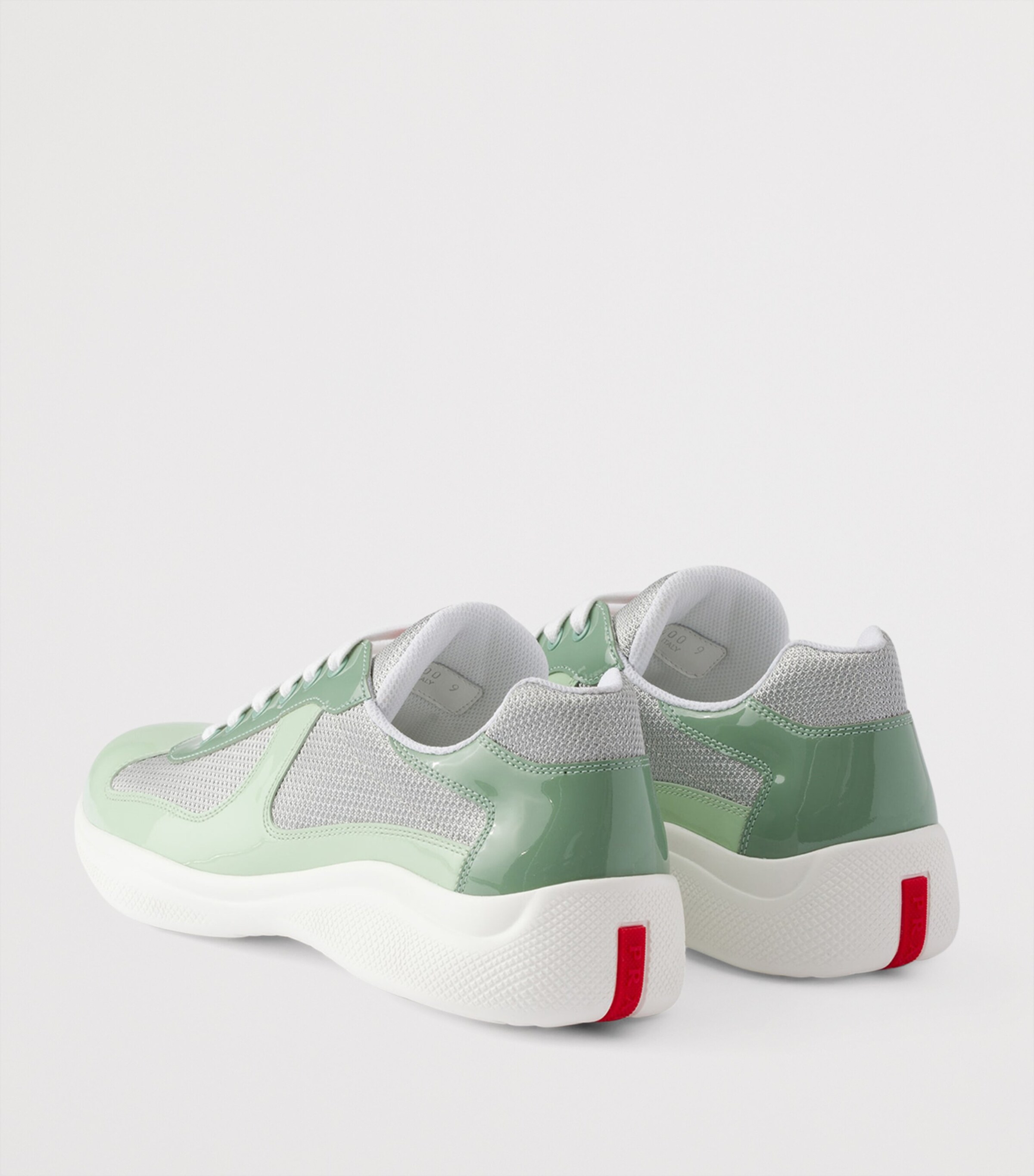 Prada Patent Leather-Mesh America's Cup Sneakers Green Image 4