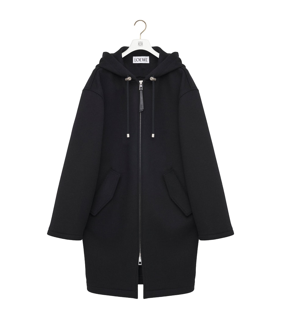 Wool Hooded Coat BLACK Image 1