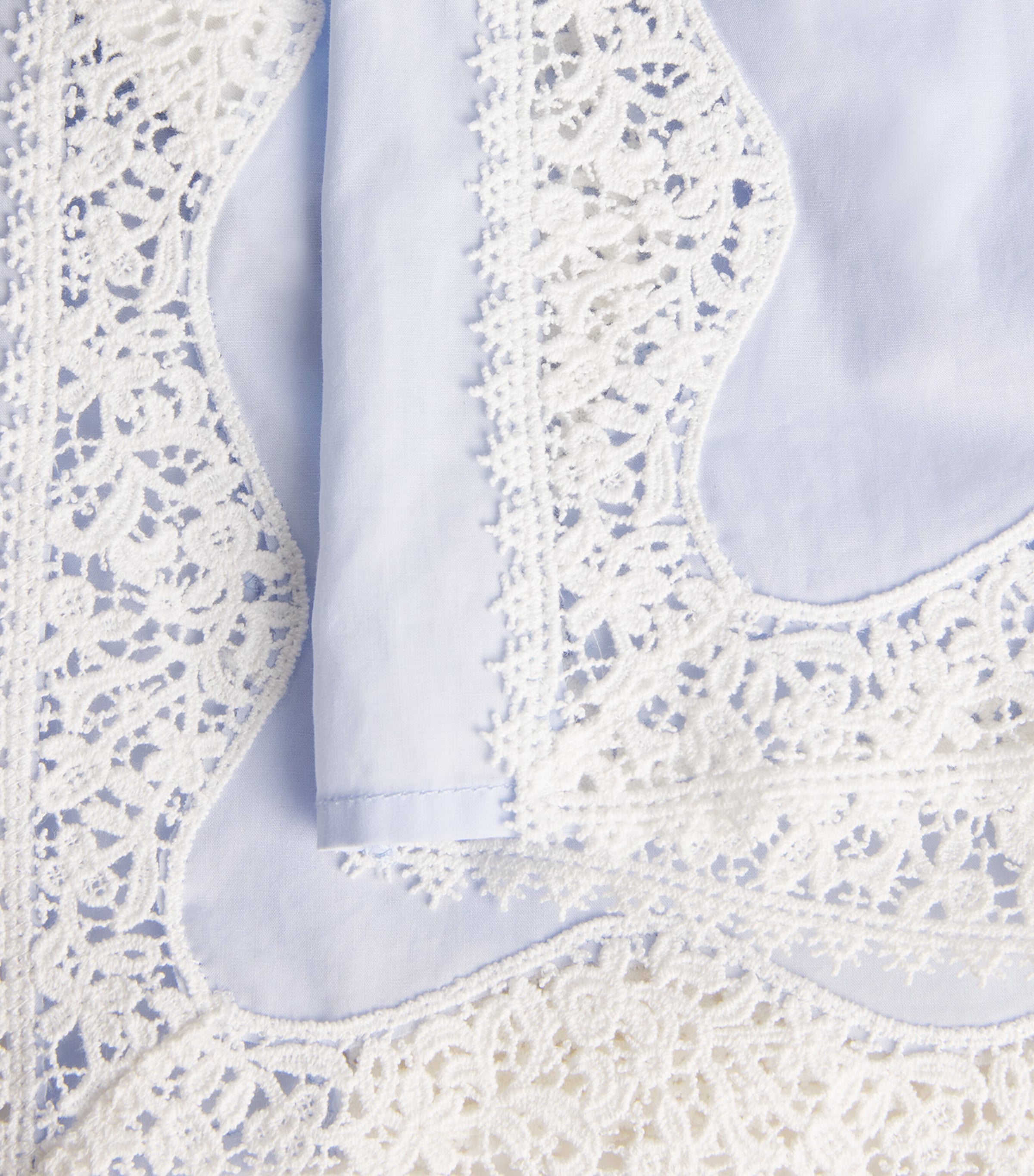 Sandro Paris Womens Cotton Lace-Detail Shorts Sky Blue Image 6