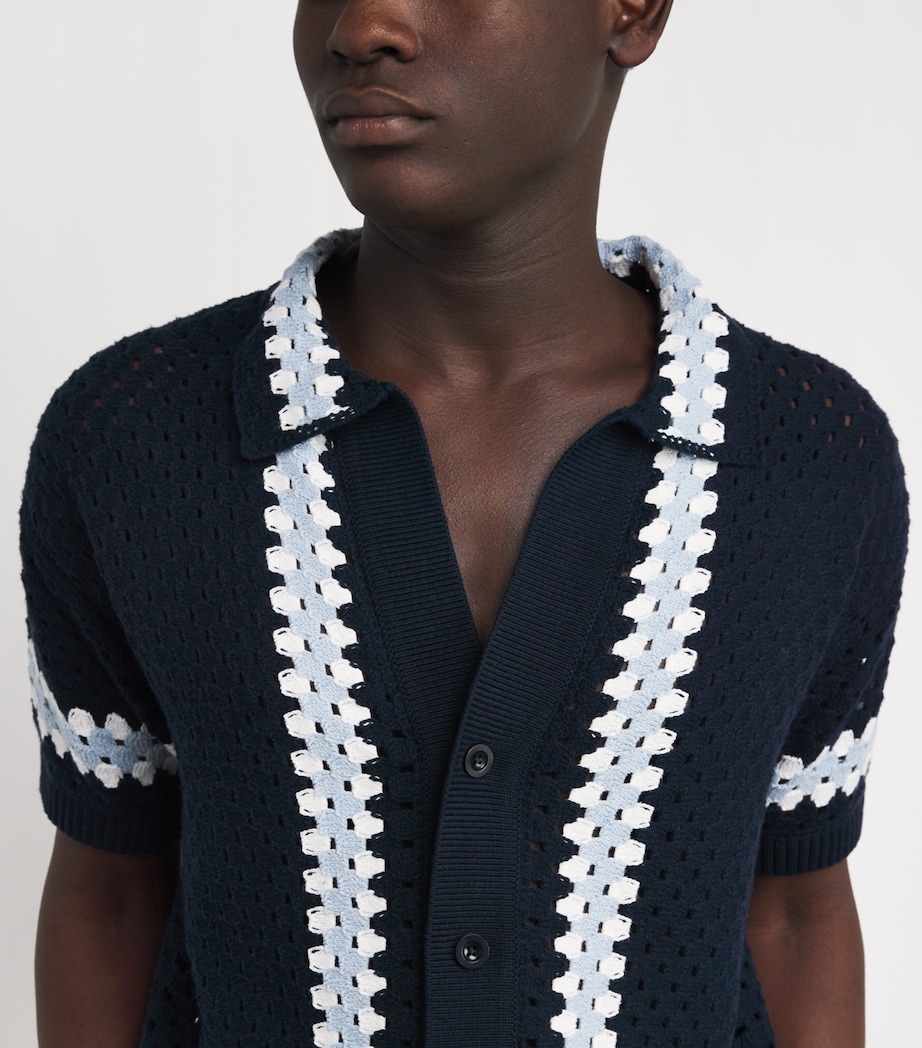 Cotton Crochet Marques Cardigan 683-NAVY Image 6