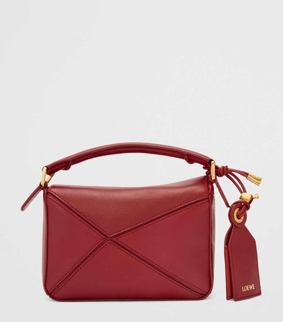 x Paula's Ibiza Mini Lambskin Puzzle Top-Handle Bag BURNT RED Image 5