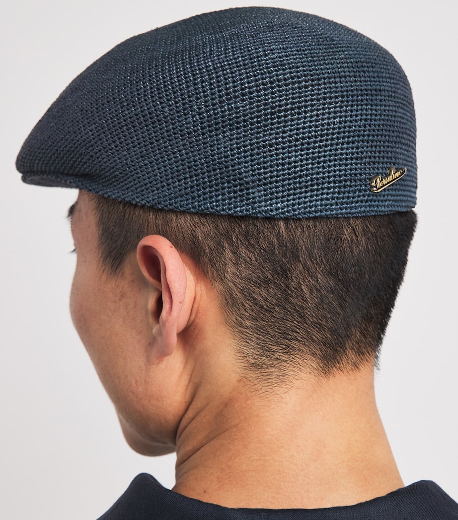 Borsalino Raffia Miami Flat Beret Navy Pin Oro Image 4