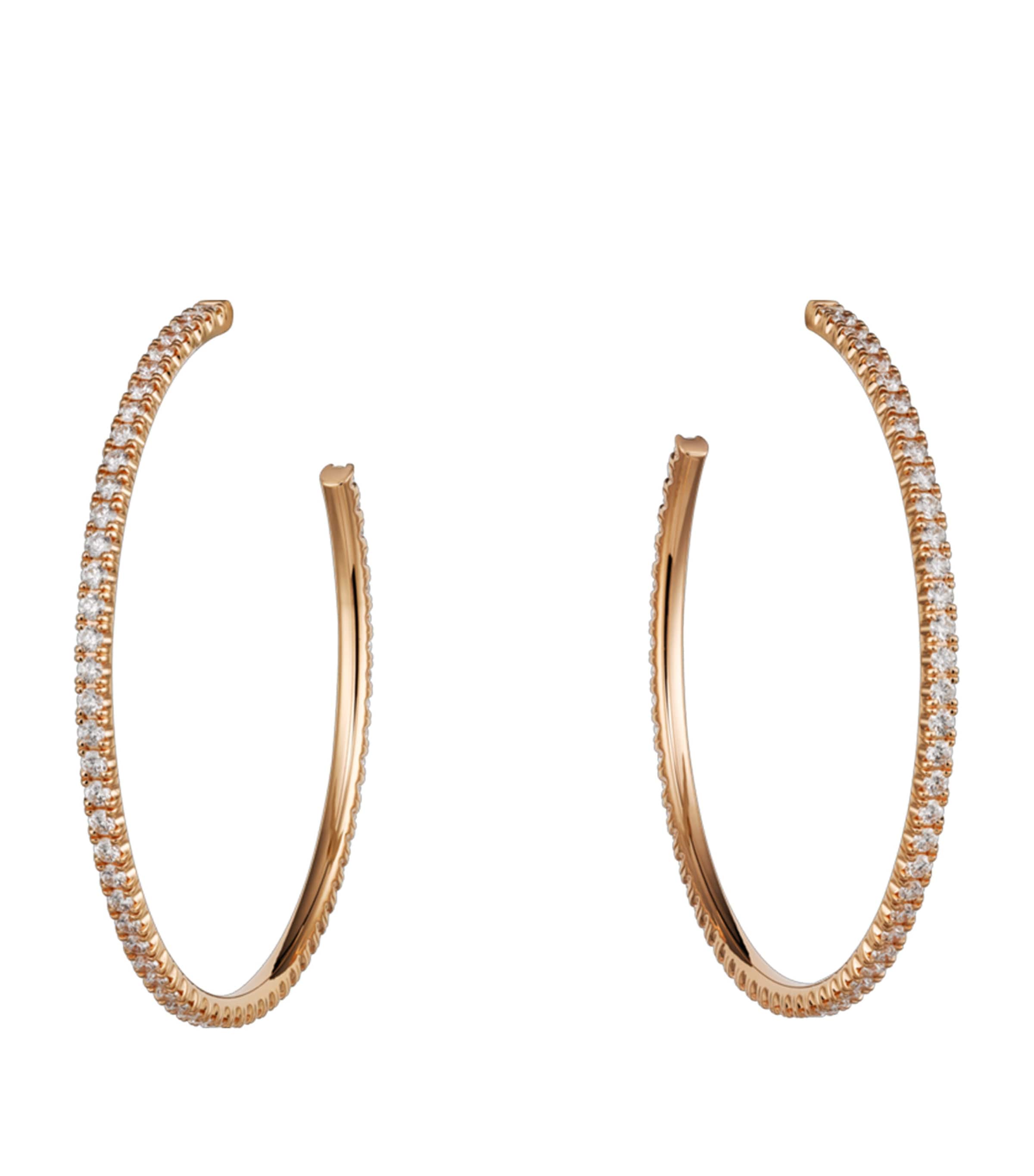 Large Rose Gold and Diamond Étincelle de Cartier Hoop Earrings ROSE GOLD Image 1