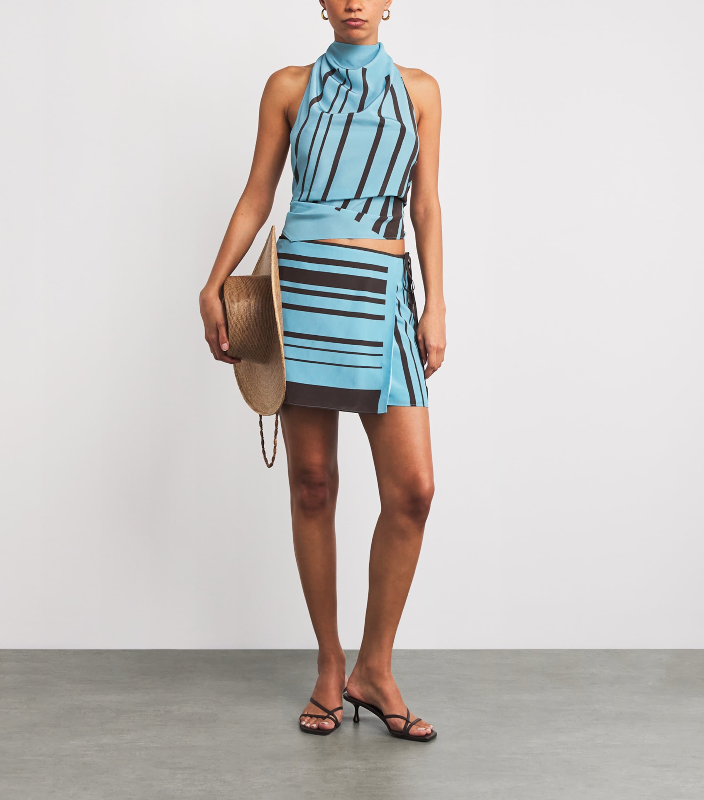 Silk Halterneck Blouse PACHA MINERAL STRIPE Image 2