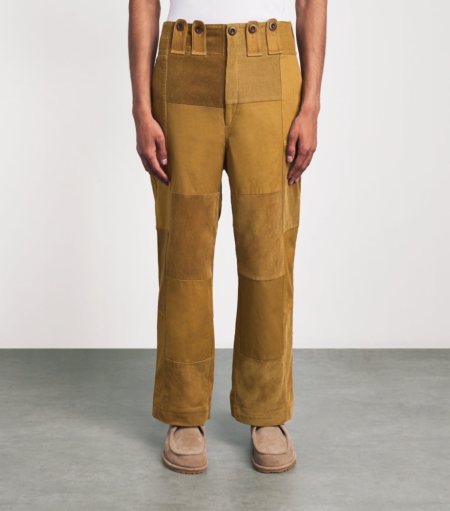 Junya Watanabe MAN Mens Cotton Patchwork Trousers Brown Mix Image 4