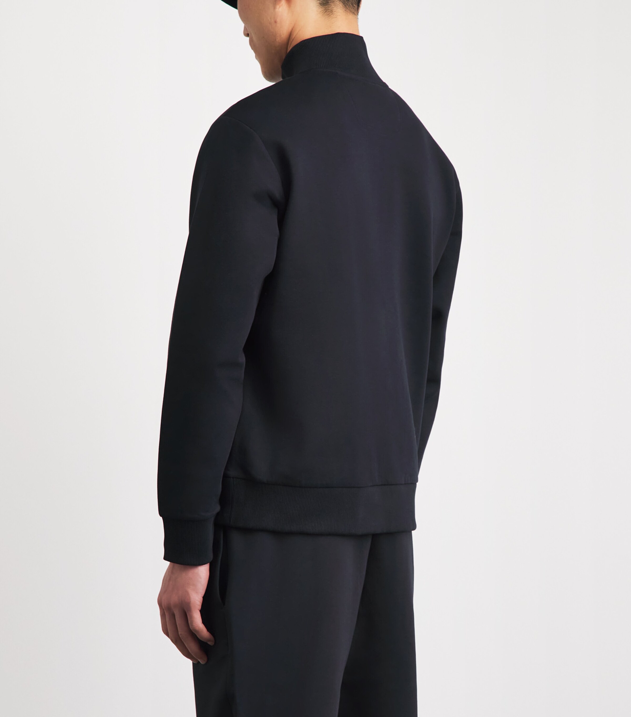 BOSS Mens Stretch-Cotton Zip-Up Sweatshirt Dark Blue Image 5