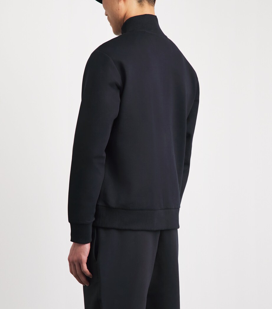 BOSS Mens Stretch-Cotton Zip-Up Sweatshirt Dark Blue Image 5