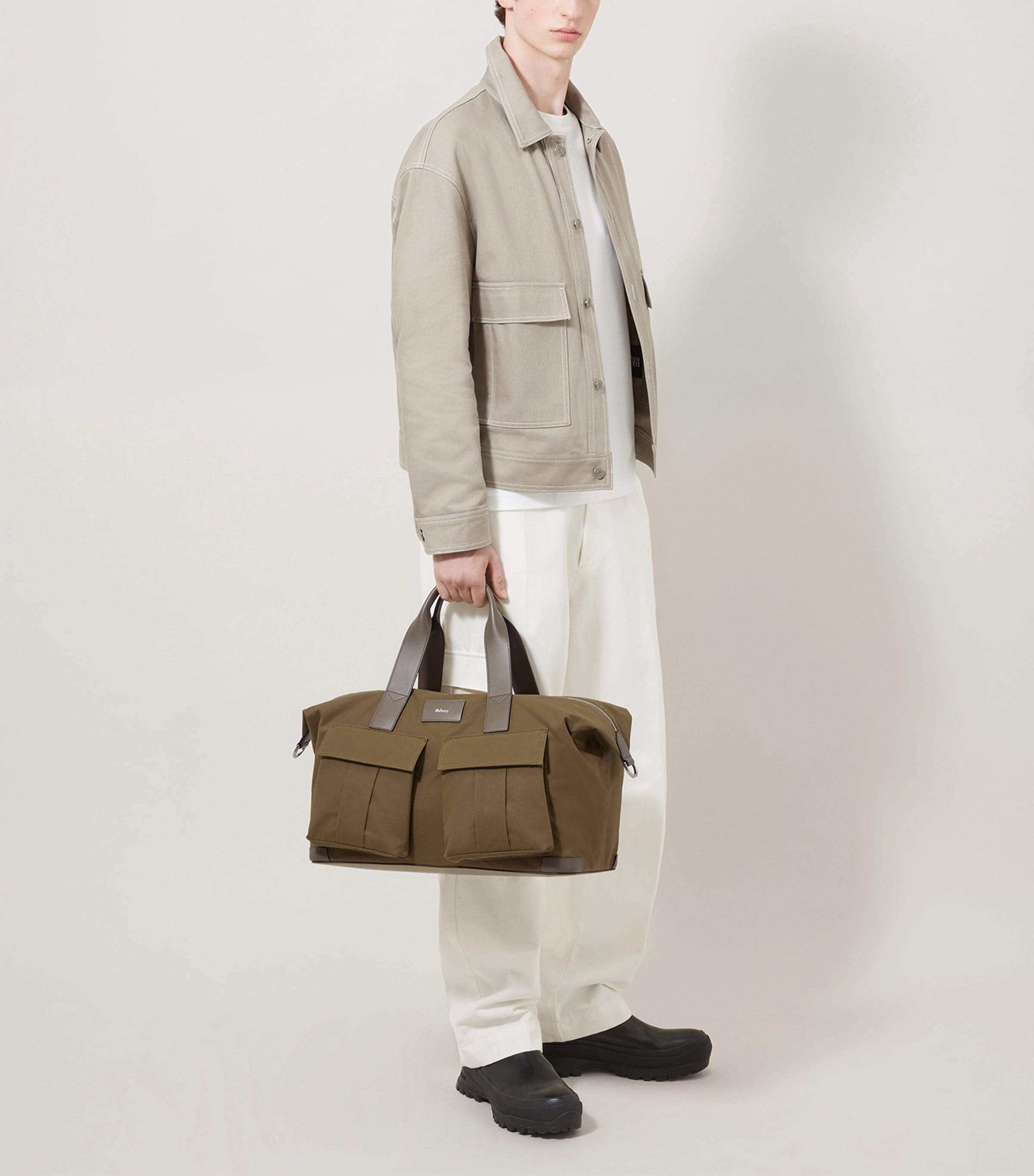Mulberry Waxed Cotton Clipper Holdall Dark Moss Image 2