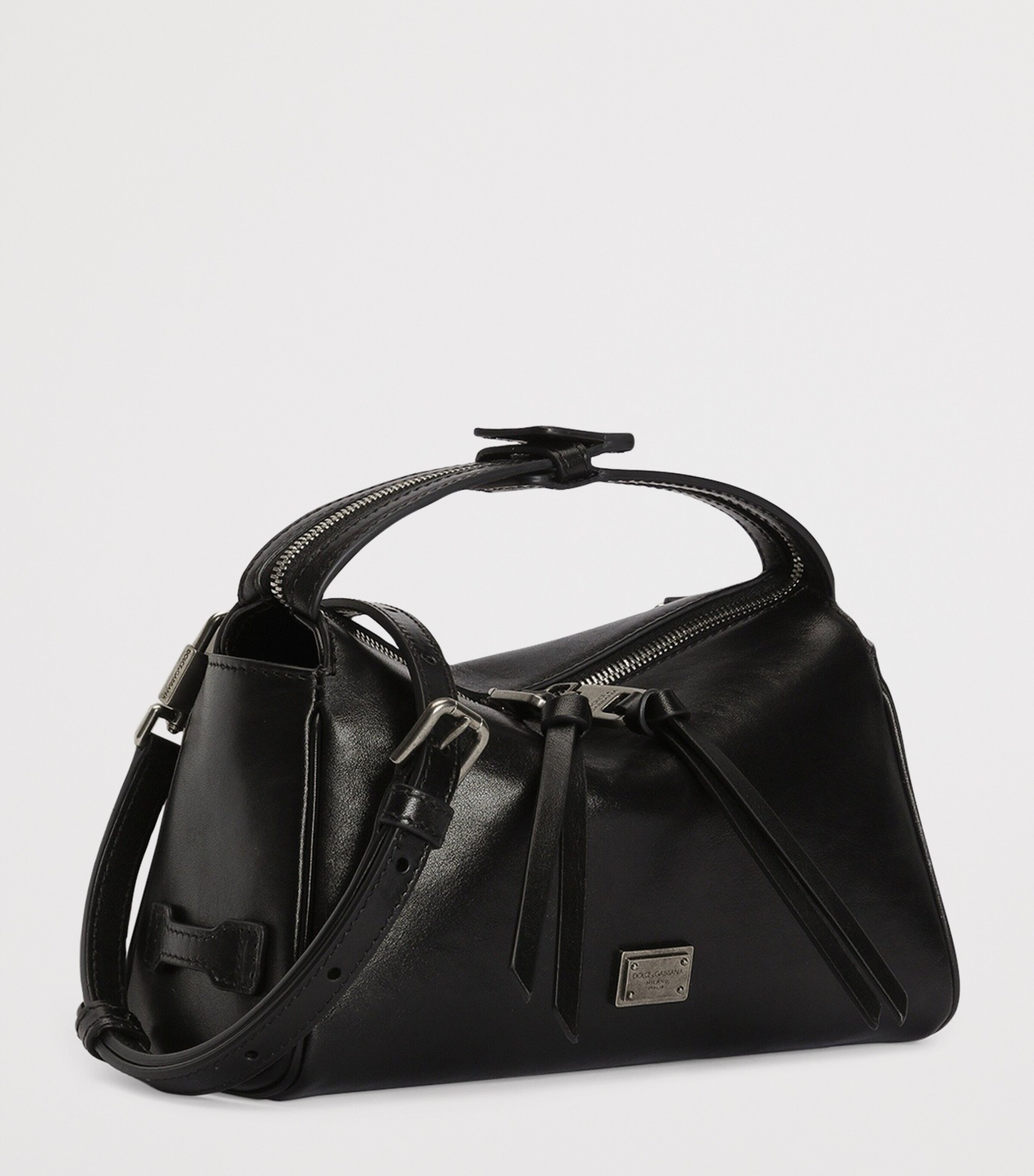 Dolce&Gabbana Calfskin Vittoria Shoulder Bag Black Image 2