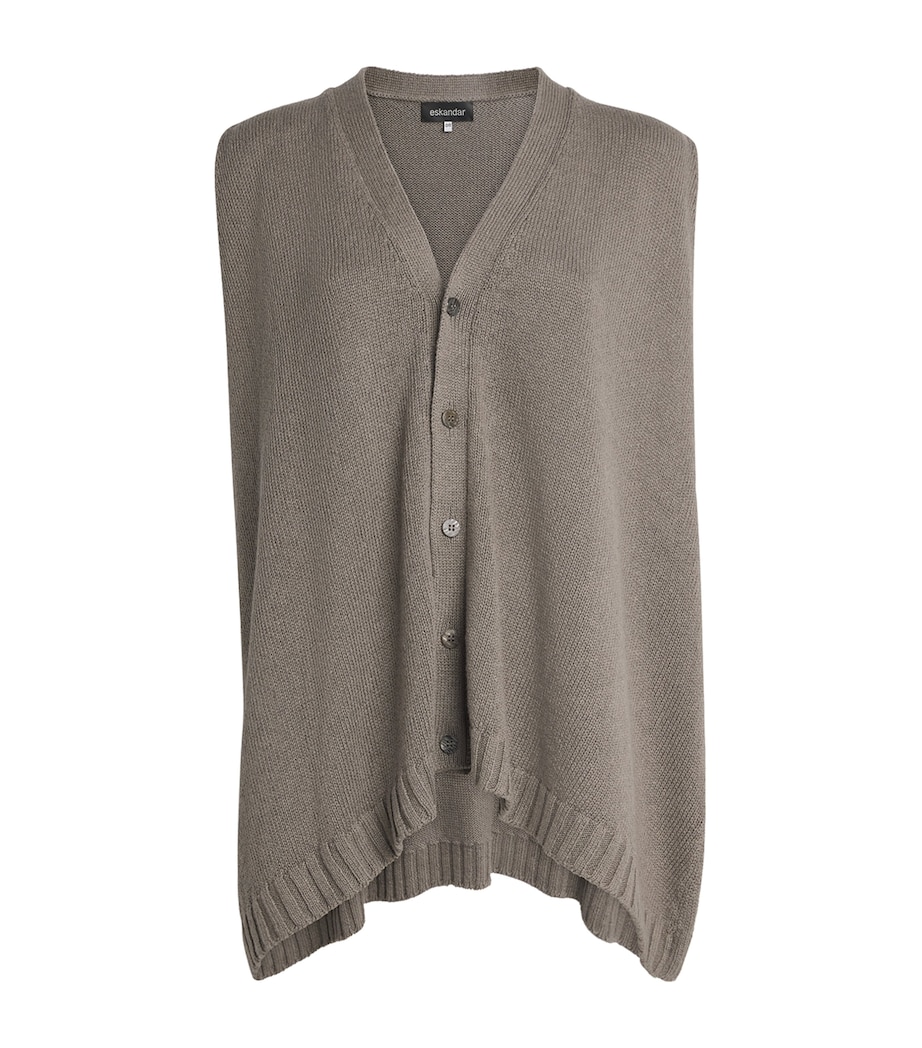 Eskandar Womens Linen-Organic Cotton Sleeveless Cardigan Mink Image 1
