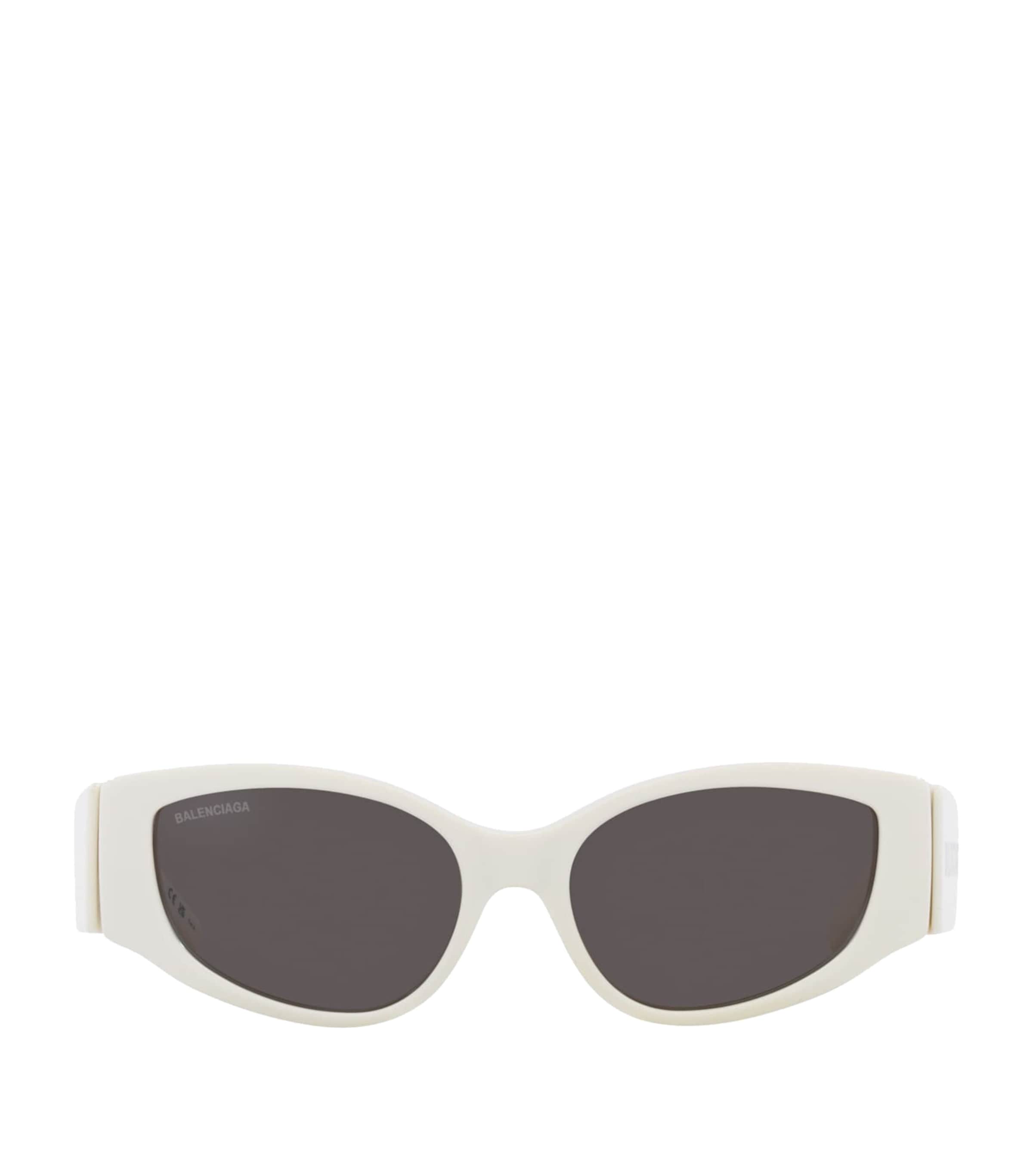 Balenciaga Logo-print Oval-frame Sunglasses In White