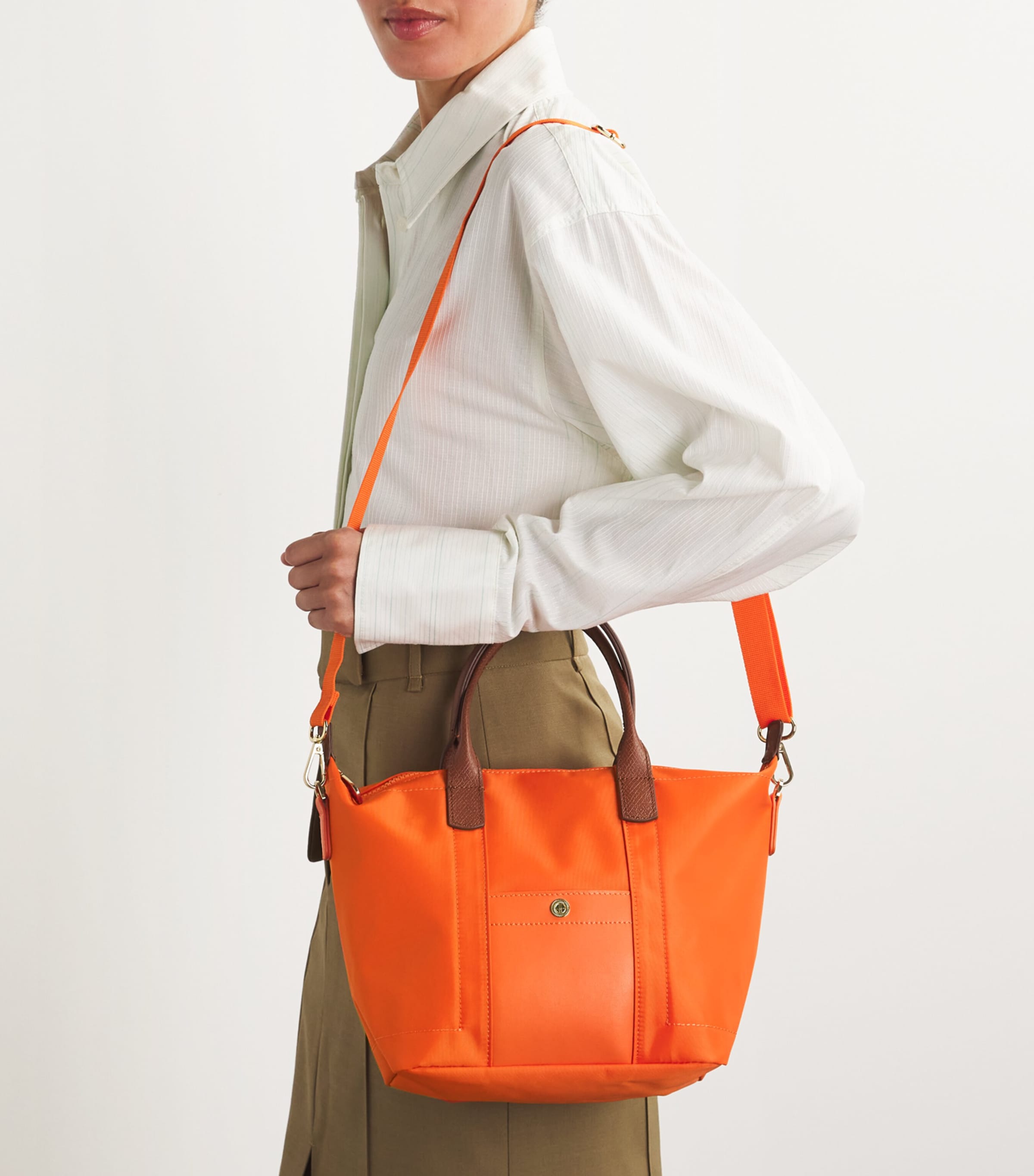 Harrods Grab Nylon Tote Bag Orange Image 5