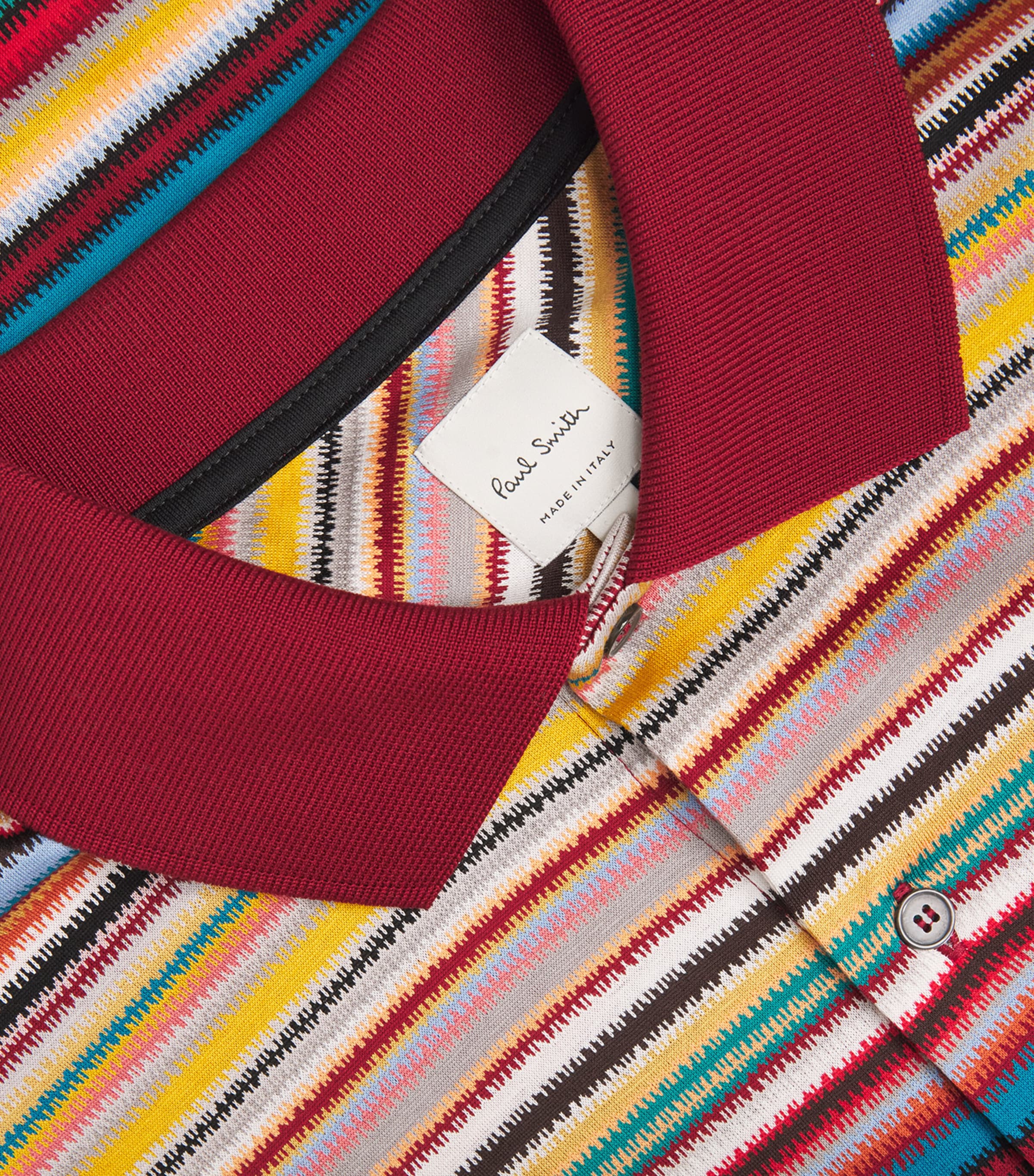 Cotton Noisy Stripe Polo Shirt 92_MULTI COLOURED Image 5