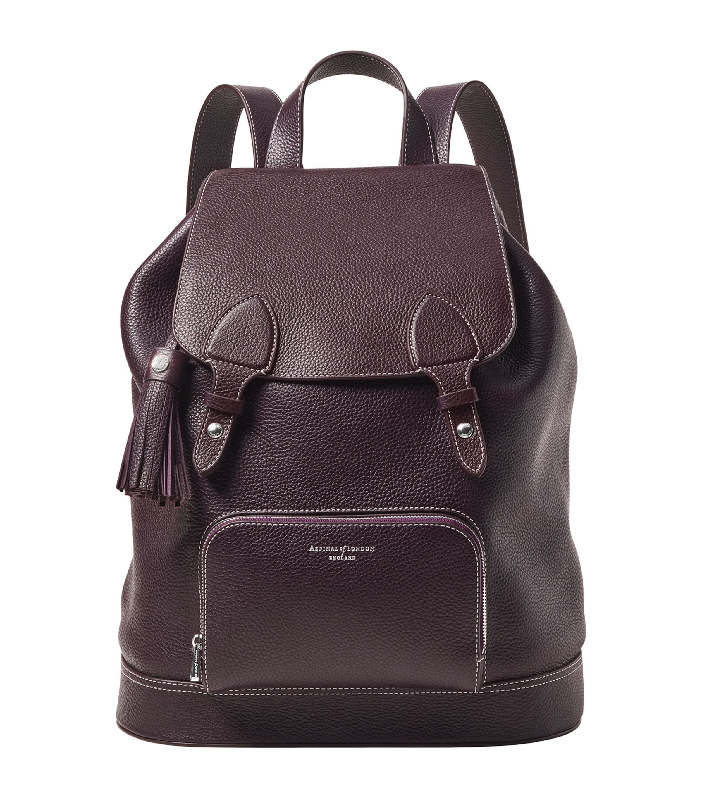 Aspinal Of London Medium Leather Hudson Backpack In Burgundy