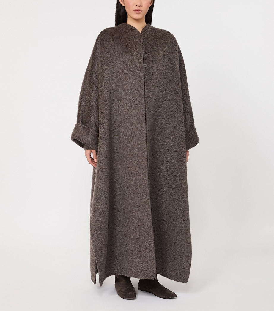 Max Mara Womens Camel Wool-Mohair Coat Mud Image 2