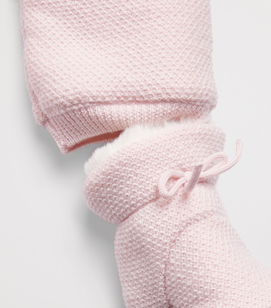 Paz Rodriguez Virgin Wool Snowsuit and Booties Set (1-12 Months) Light Pink Image 3