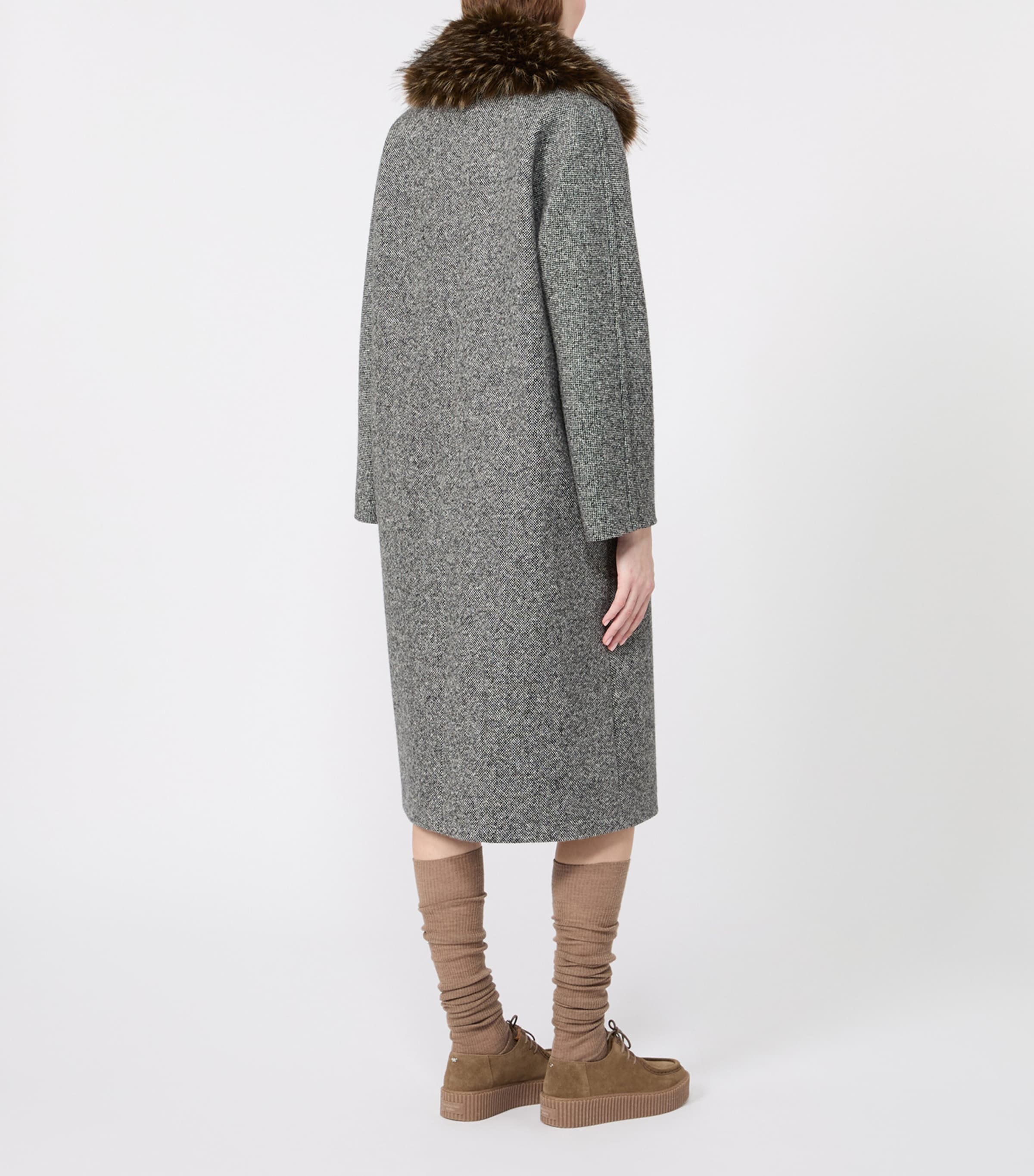 Weekend Max Mara Womens Virgin Wool-Blend Coat Black White Image 3