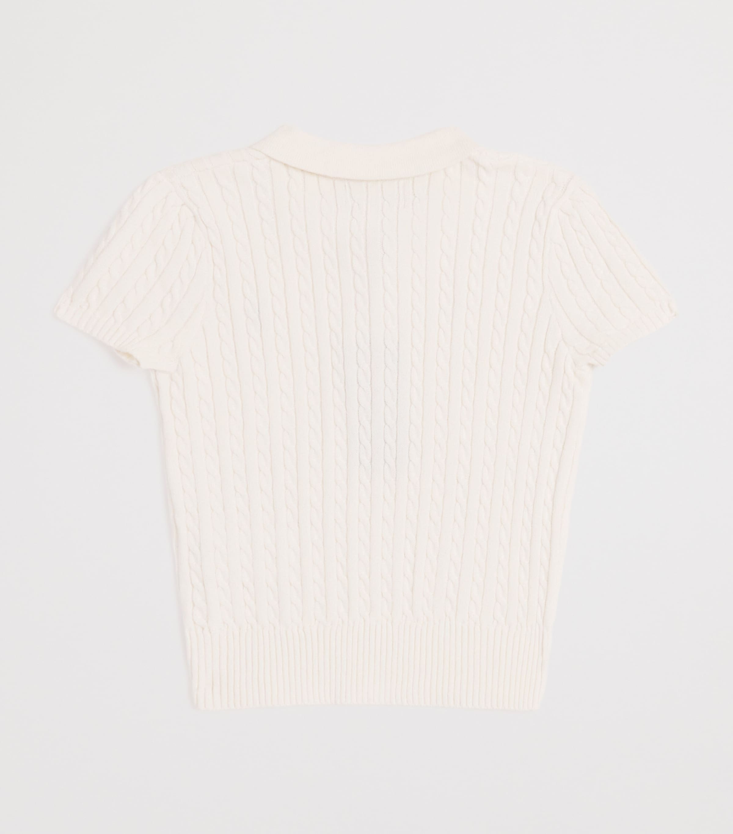 Cotton Cable-Knit Polo Shirt (2-6 Years) WHITE Image 2