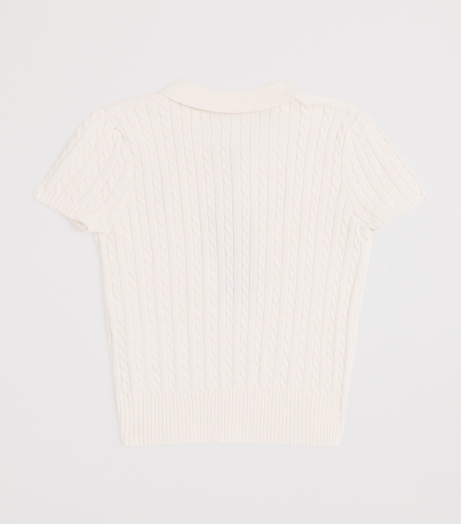 Cotton Cable-Knit Polo Shirt (2-6 Years) WHITE Image 2