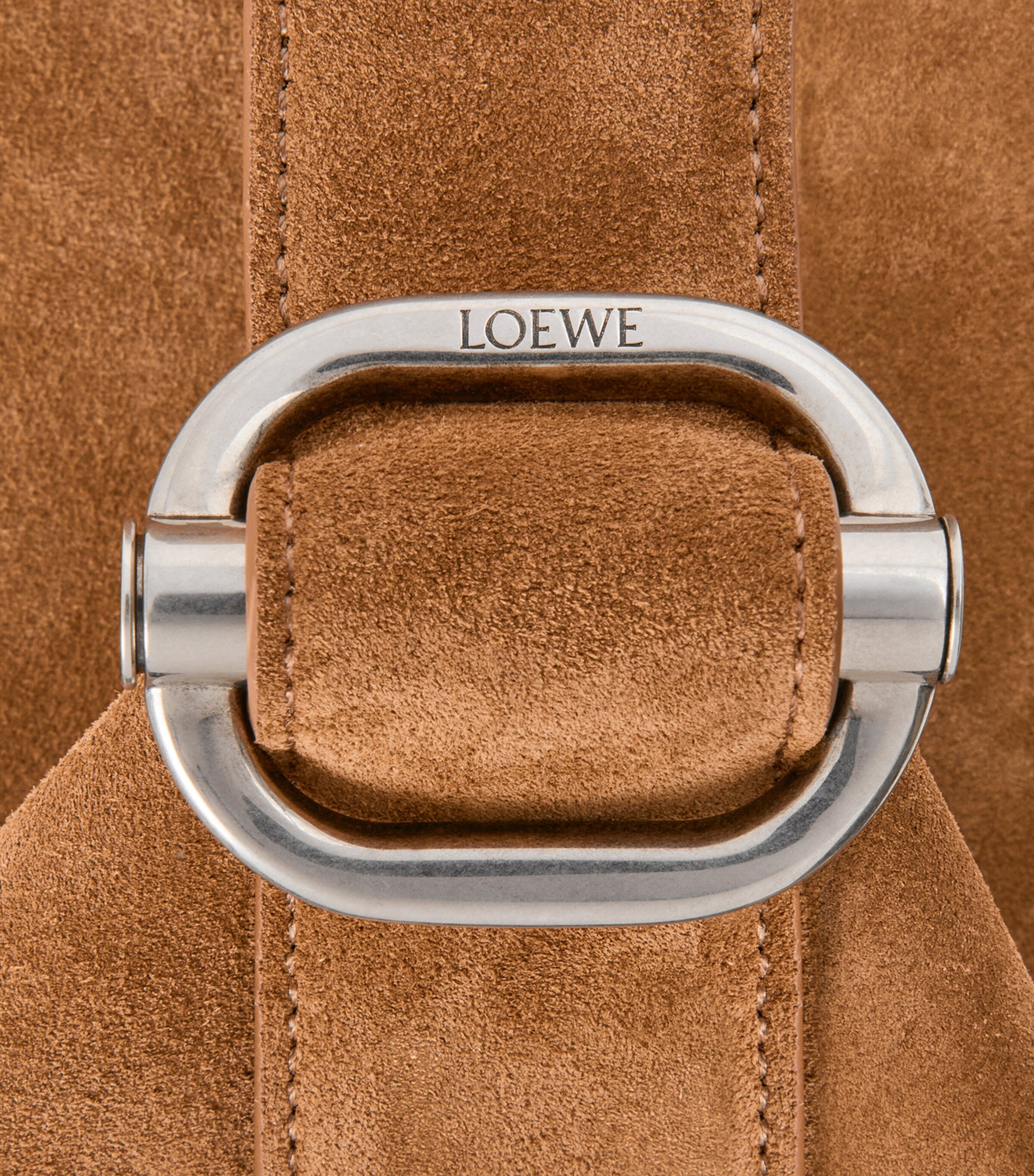 Medium Suede Loop Bucket Bag TOBACCO Image 7